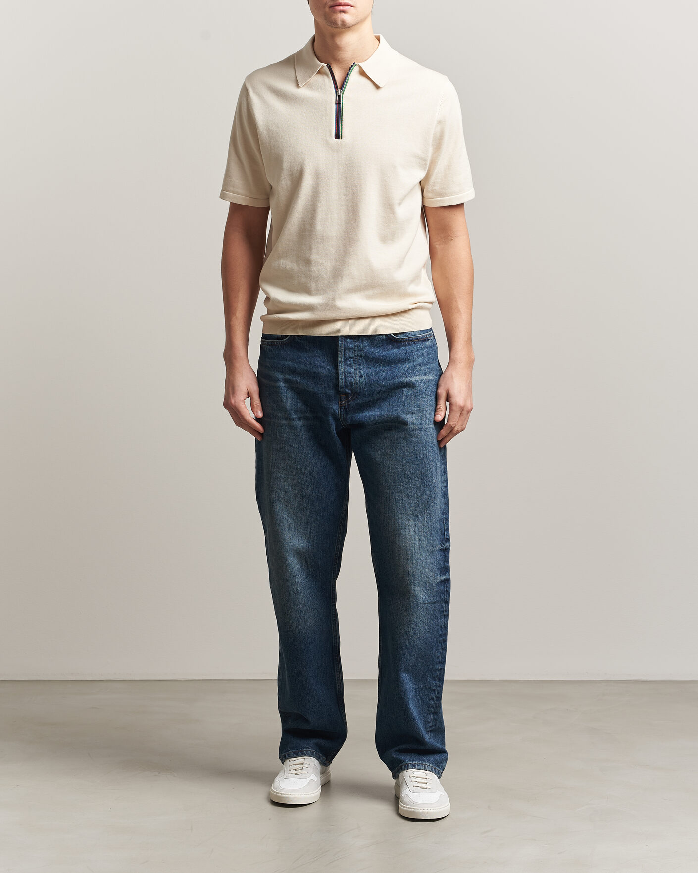 Herren | Poloshirts | PS Paul Smith | Cotton Knitted Half Zip Polo Off White