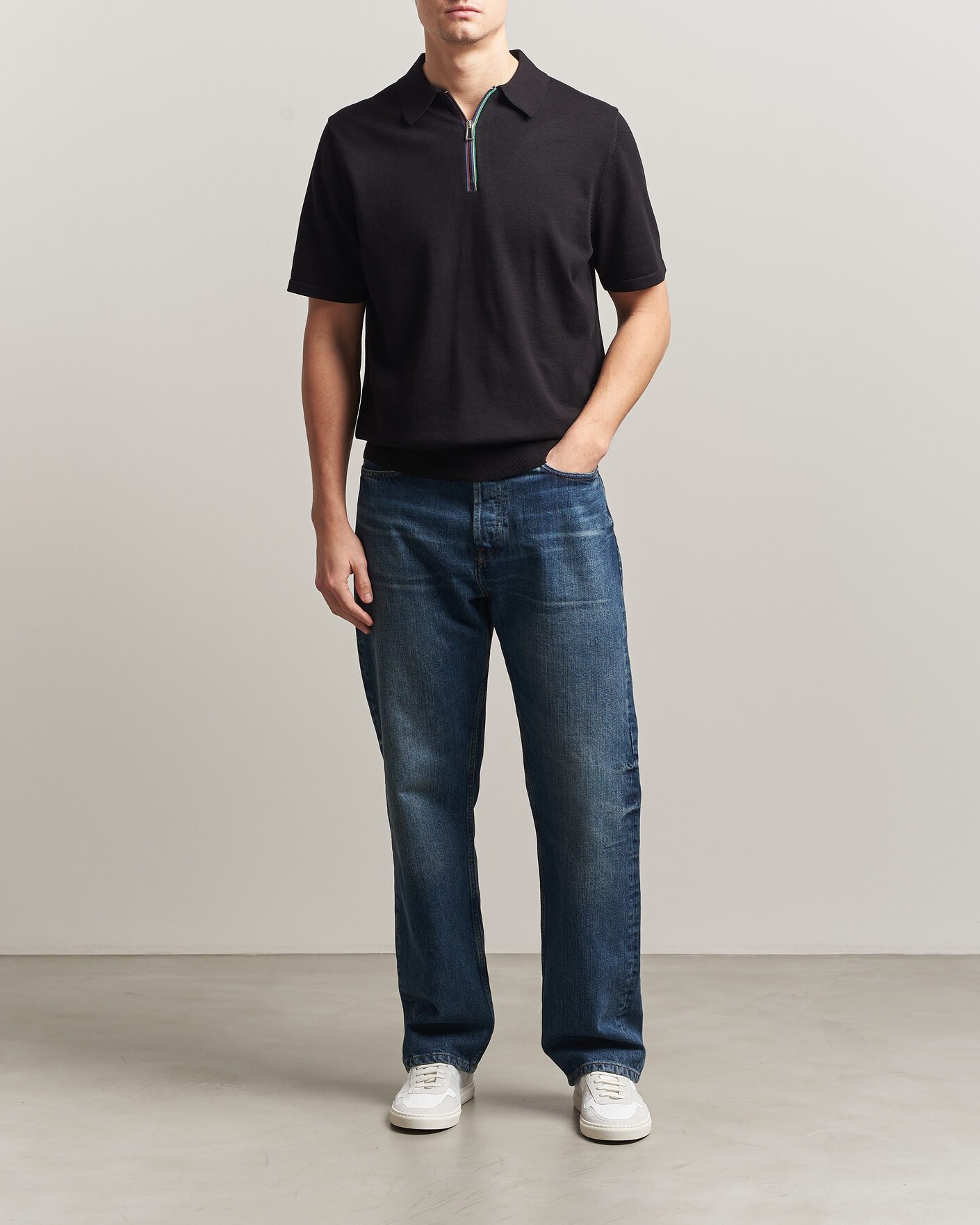 Herren | Poloshirts | PS Paul Smith | Cotton Knitted Half Zip Polo Black