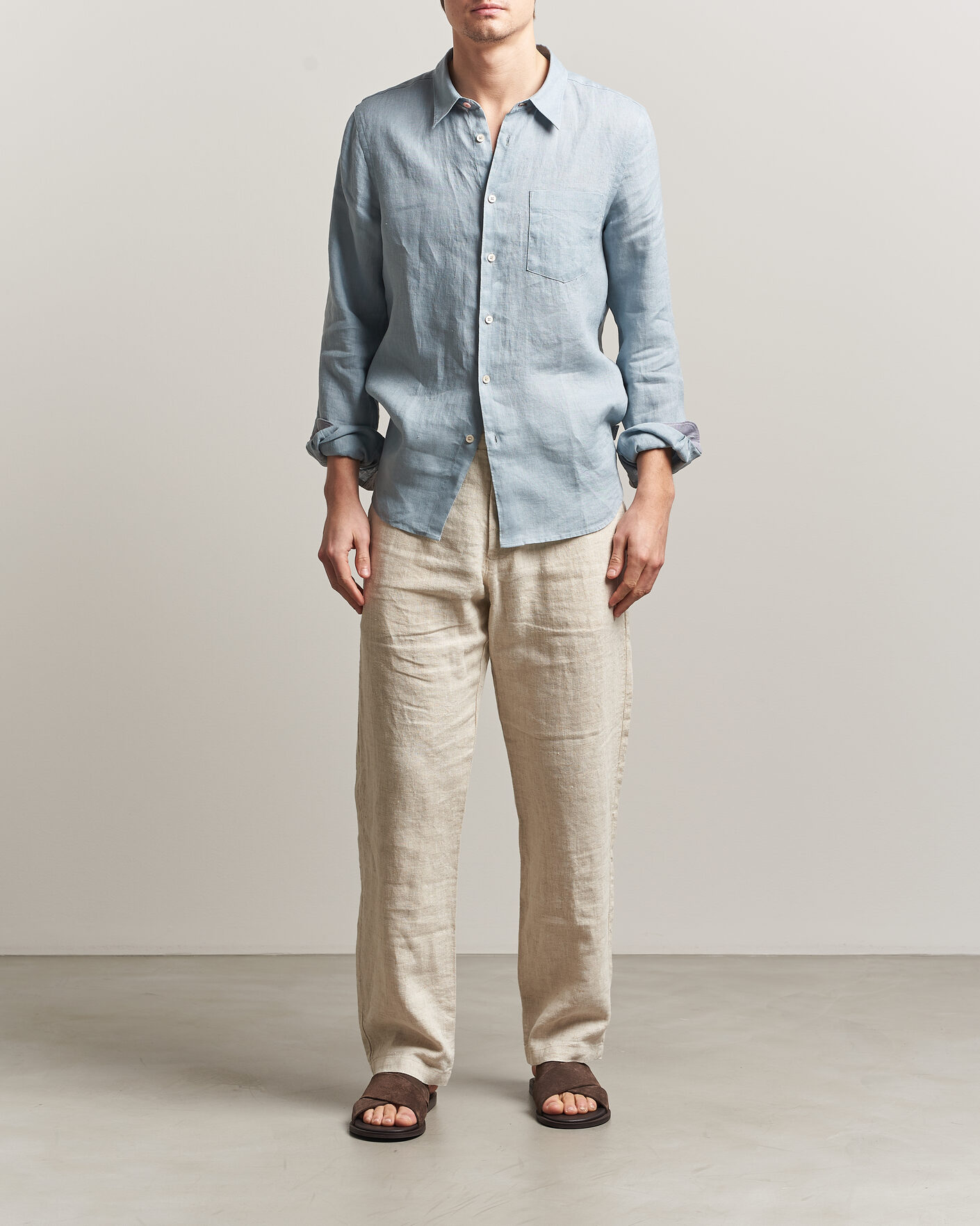 Herren | Hemden | PS Paul Smith | Tailored Fit Linen Shirt Light Blue