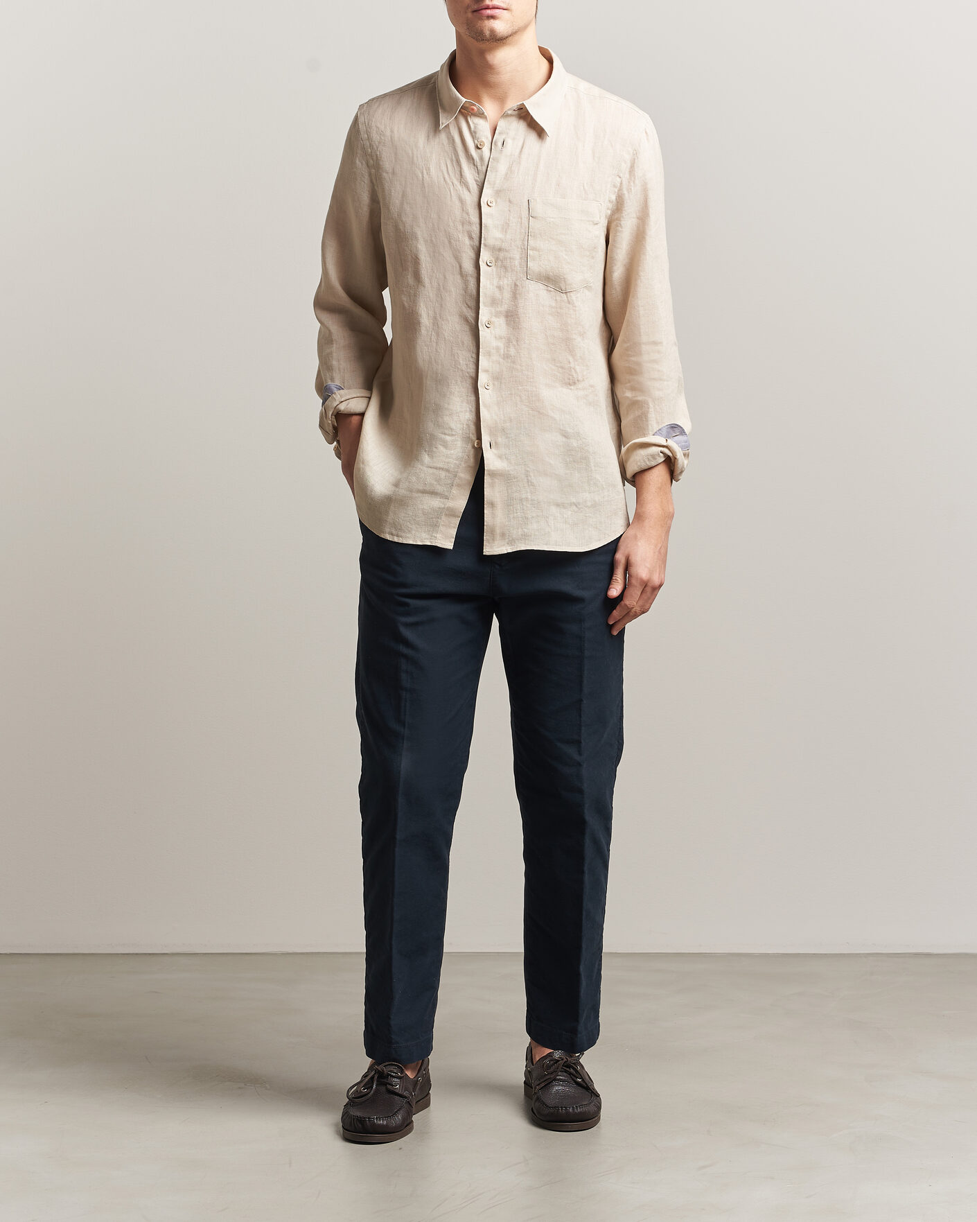 Herren | Hemden | PS Paul Smith | Tailored Fit Linen Shirt Beige