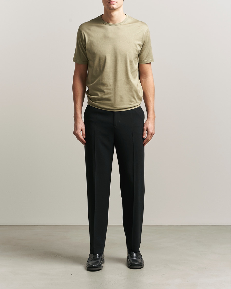 Herren | T-Shirts | Sunspel | Crew Neck Q82 Cotton T-Shirt Pistachio