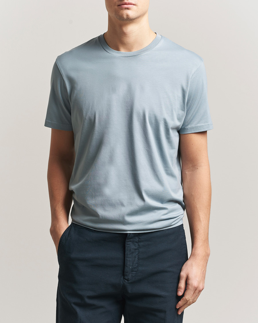Herren | T-Shirts | Sunspel | Riviera Midweight T-Shirt Stone Blue