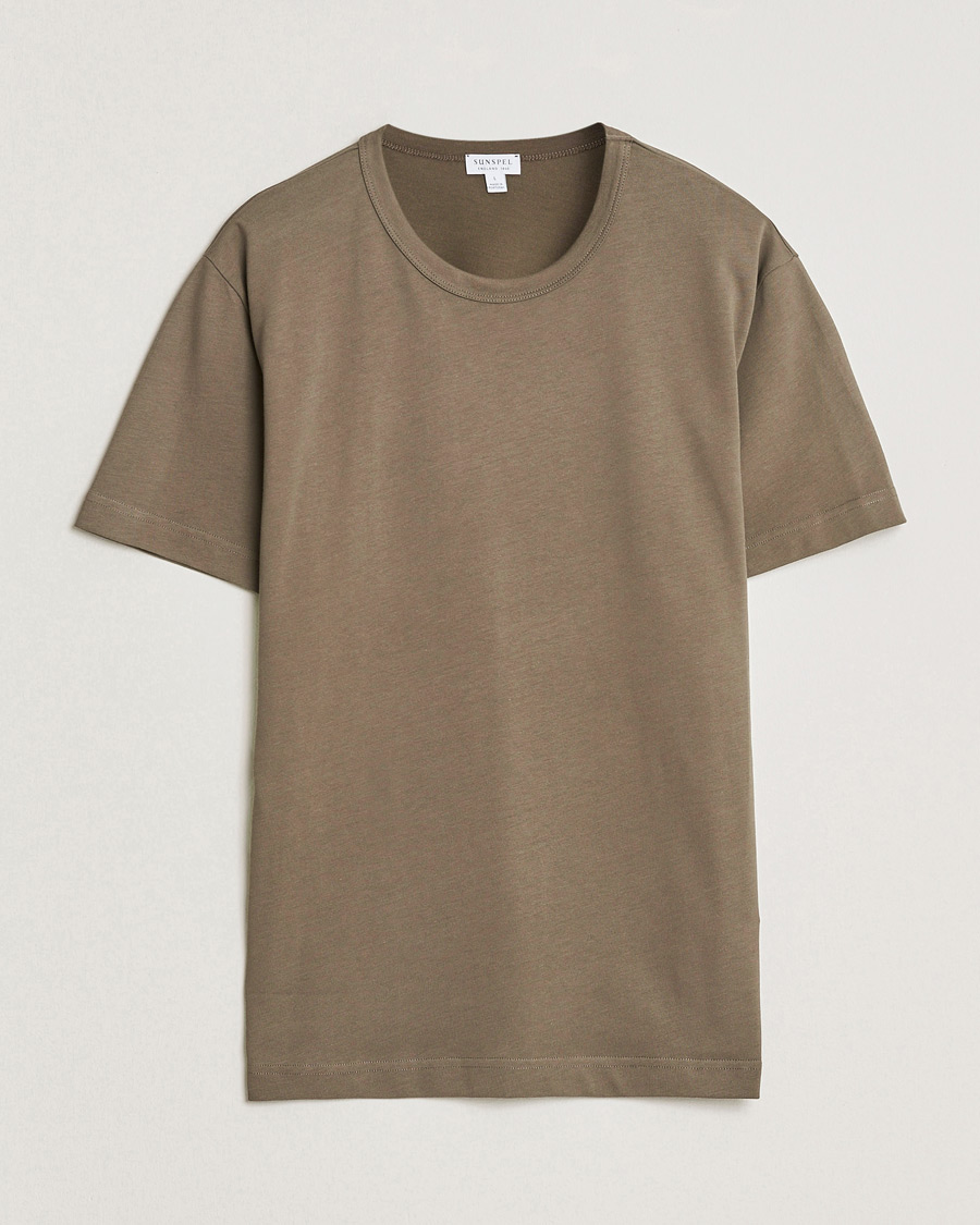 Herren | T-Shirts | Sunspel | Single Jersey Supima Cotton T-Shirt Dark Cedar