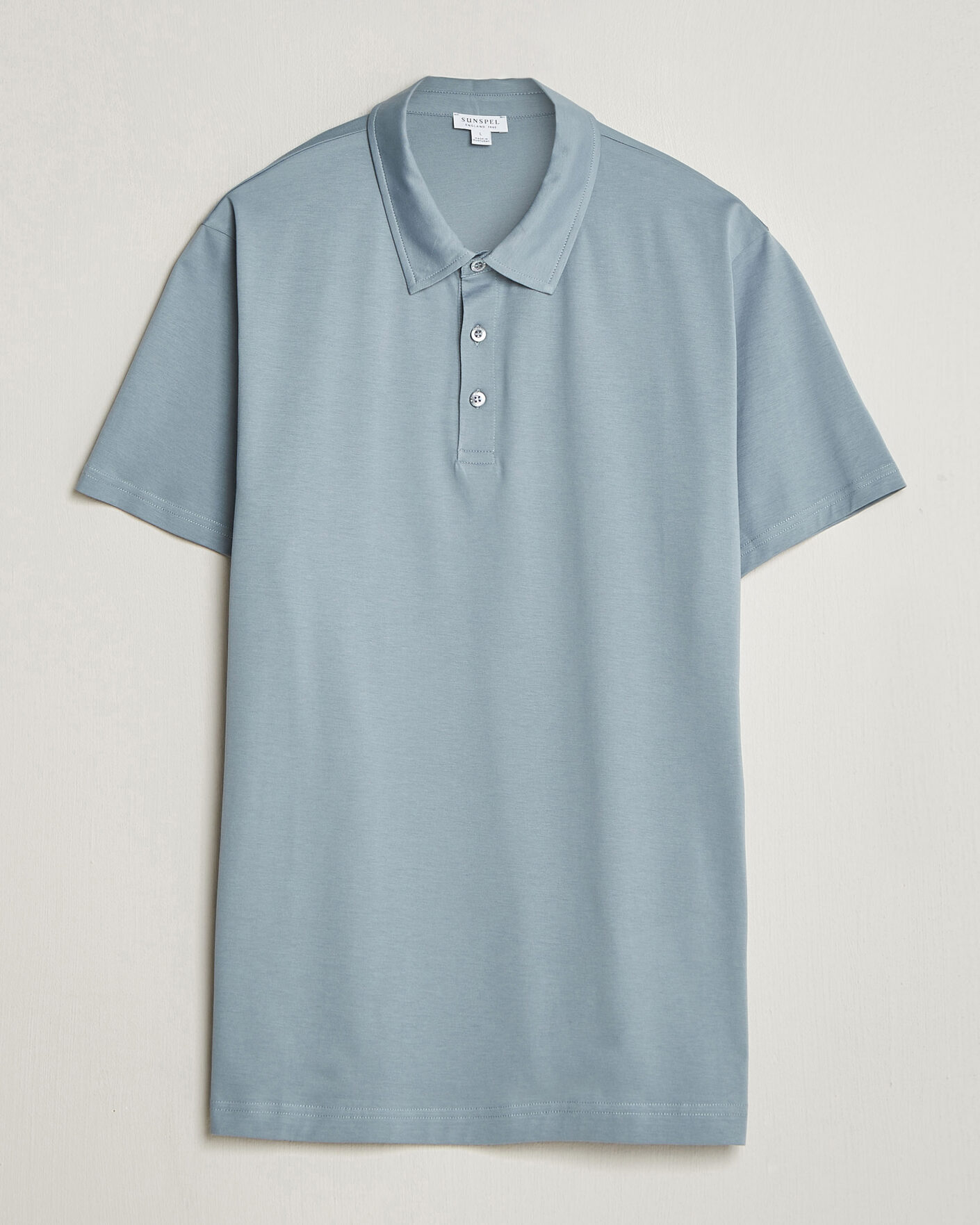 Herren | Poloshirts | Sunspel | Cotton Jersey Polo Stone Blue