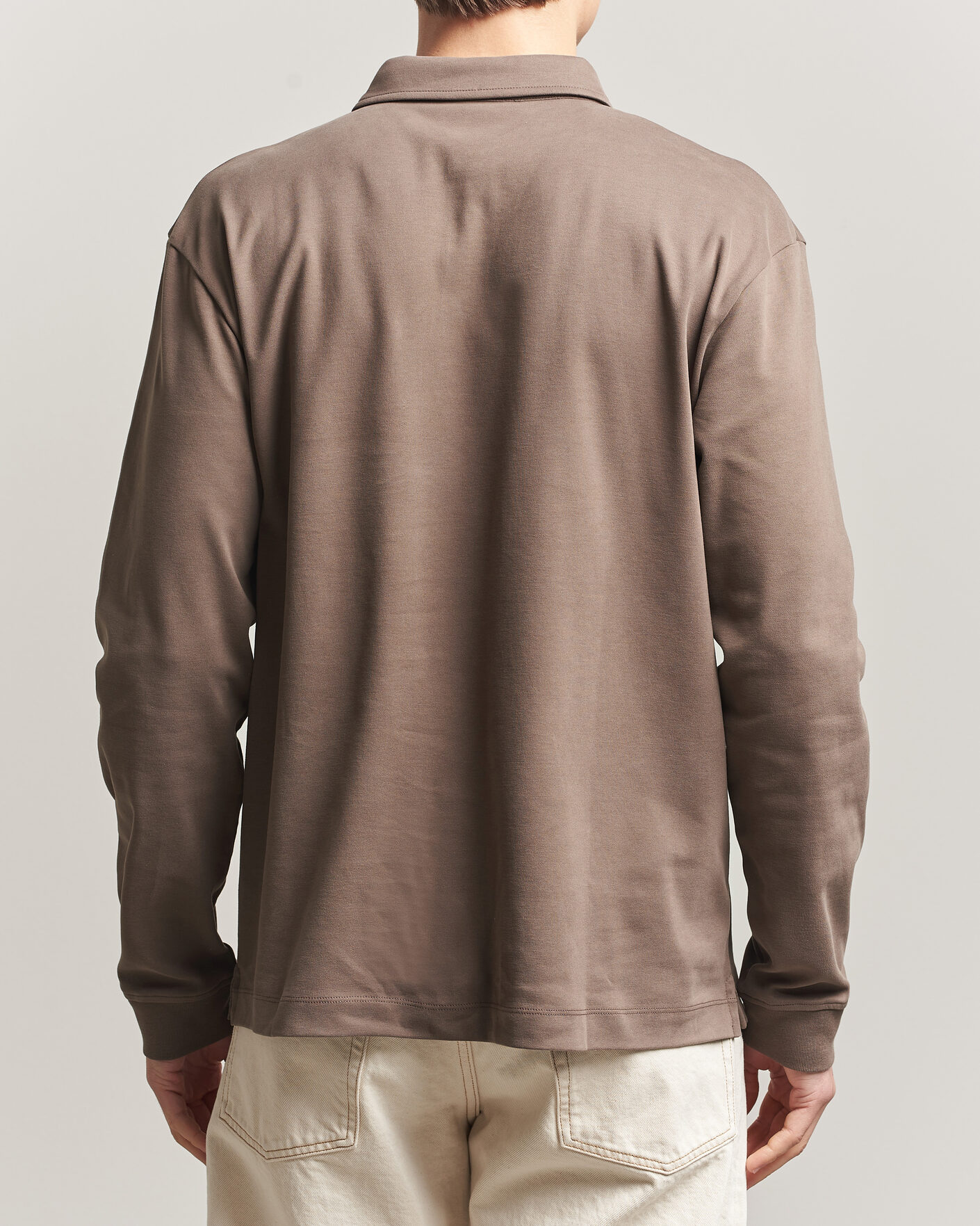 Herren | Poloshirts | Sunspel | Heavy Weight Supima Cotton Long Sleeve Polo Dark Cedar