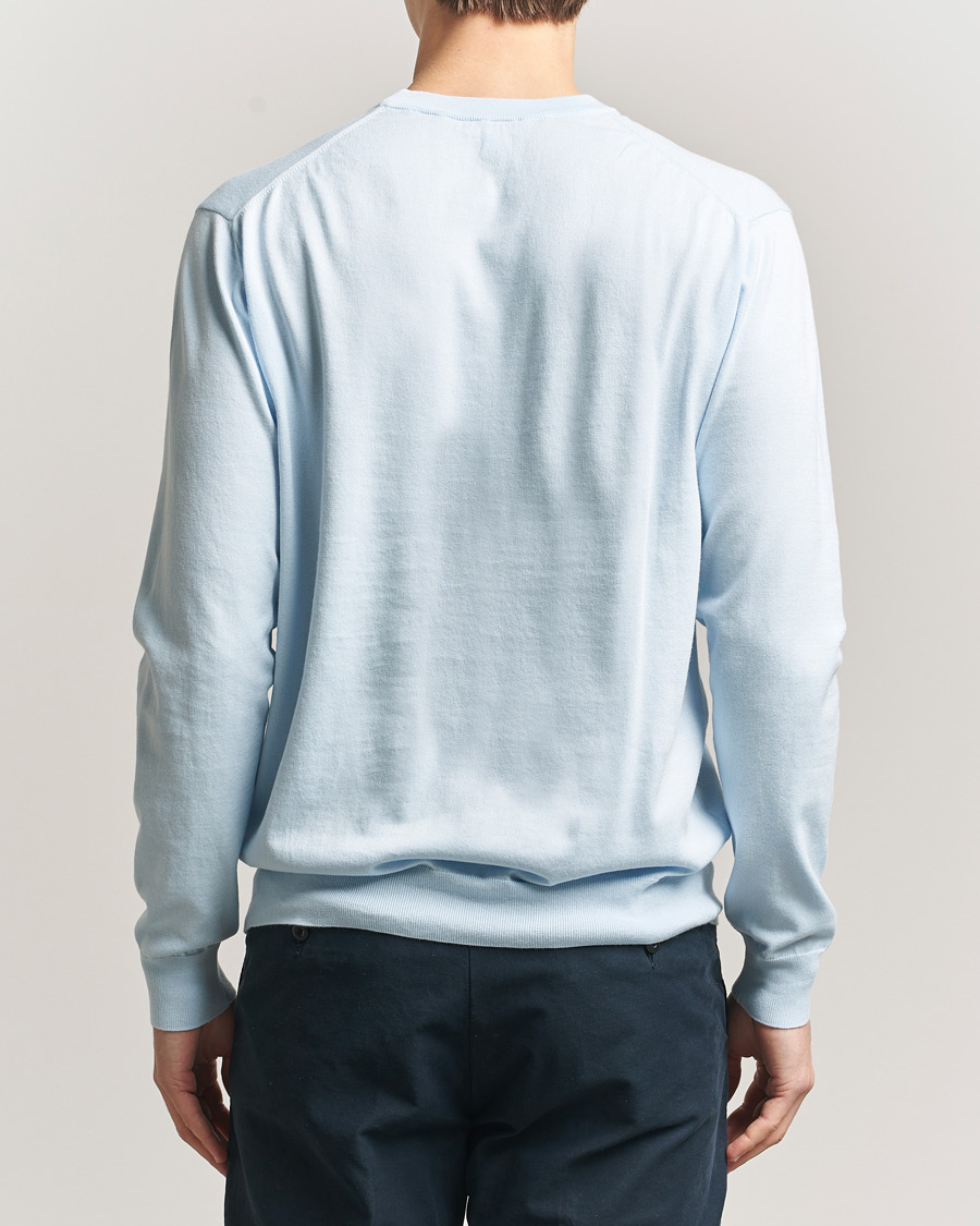 Herren | Pullover | Sunspel | Lightweight Knitted Cotton Crew Pastel Blue