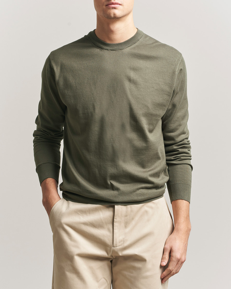 Herren | Pullover | Sunspel | Lightweight Knitted Cotton Crew Khaki