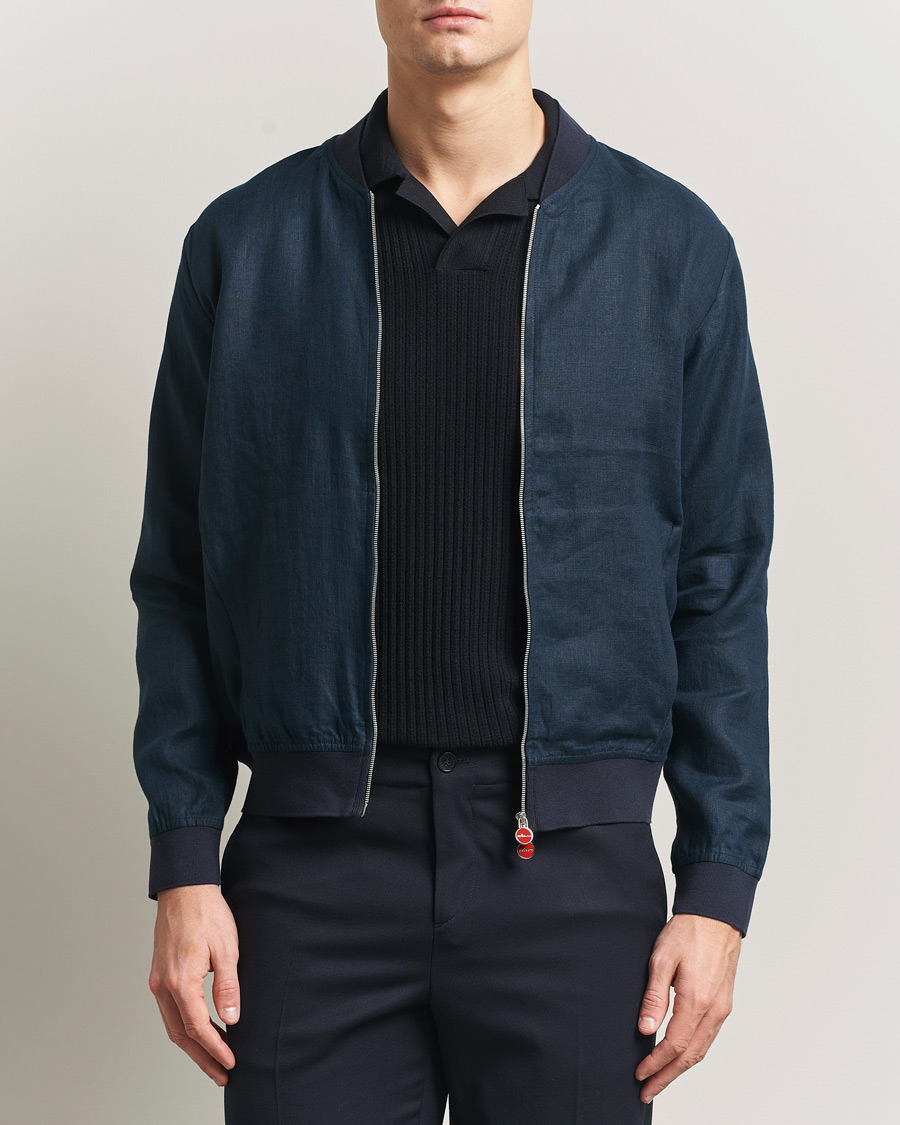 Herren | Jacken | Kiton | Unlined Linen Bomber Jacket Navy