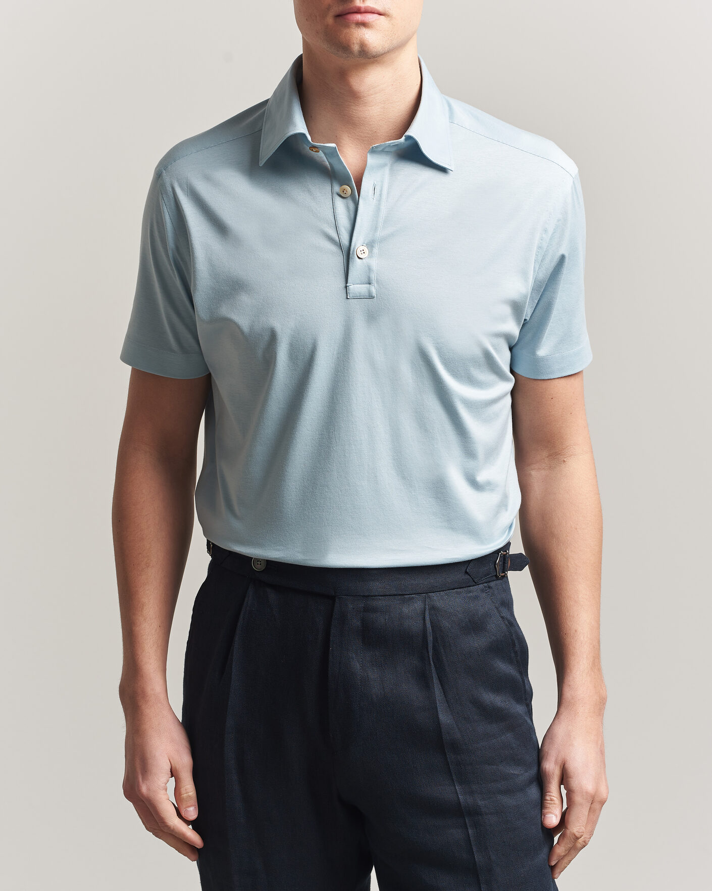 Herren | Poloshirts | Kiton | Short Sleeve Jersey Polo Sky Blue