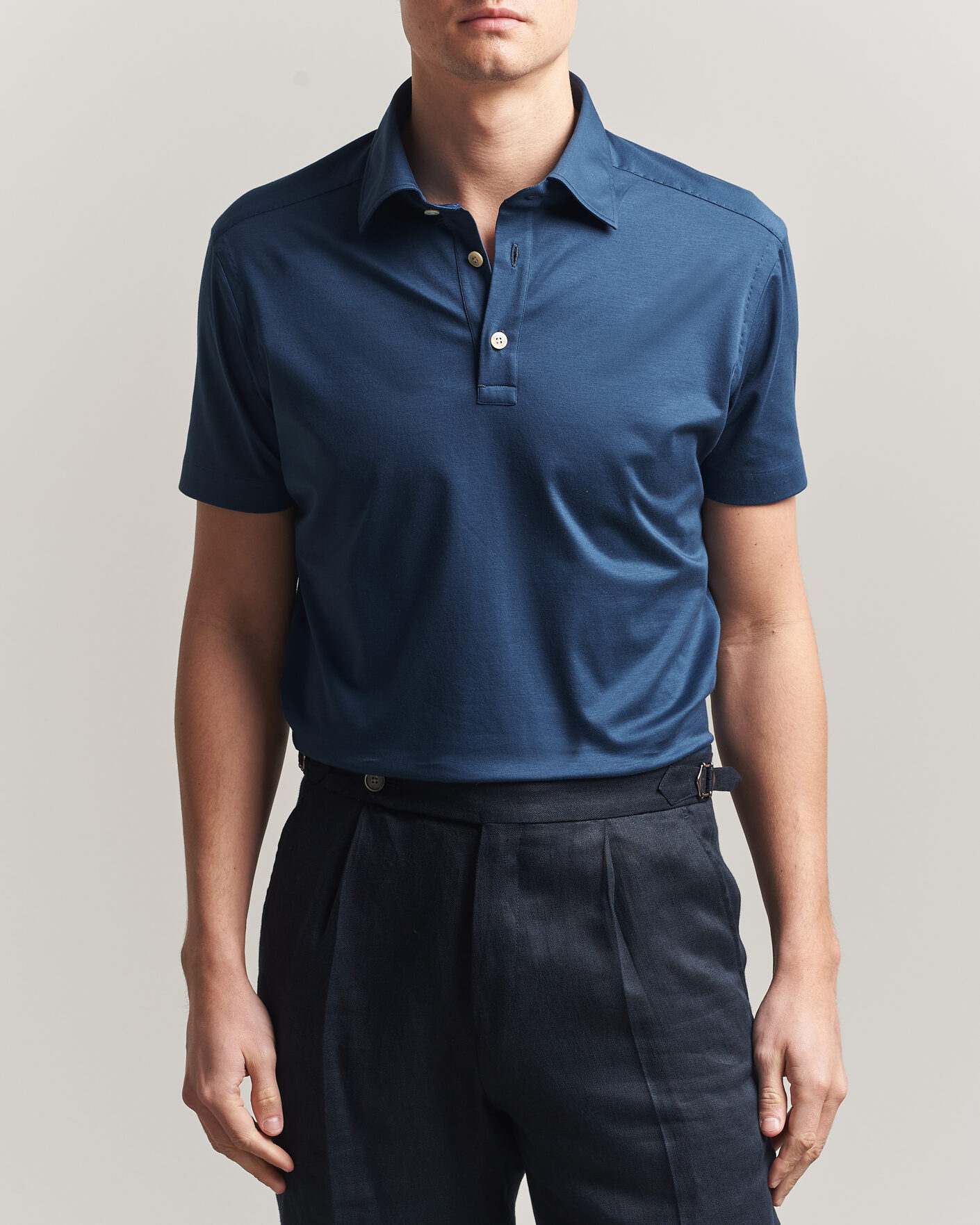 Herren | Poloshirts | Kiton | Short Sleeve Jersey Polo Dark Blue