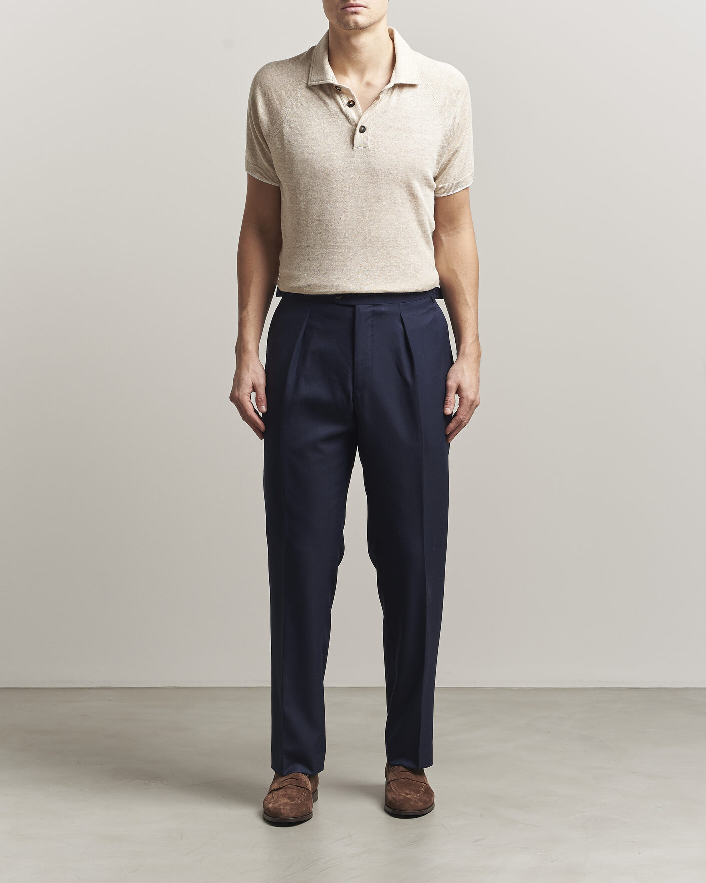 Herren | Poloshirts | Kiton | Linen Raglan Polo Shirt Ecru