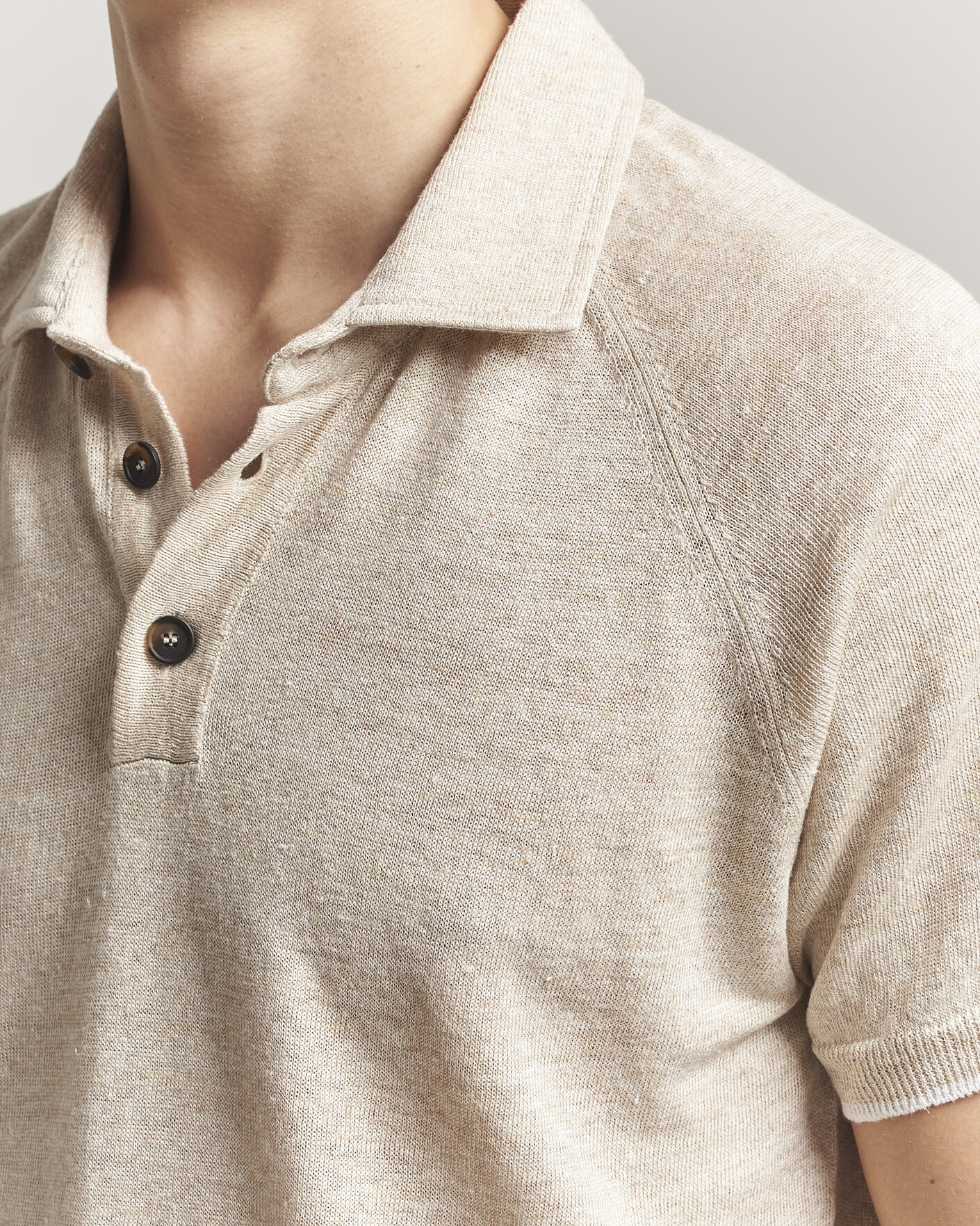 Herren | Poloshirts | Kiton | Linen Raglan Polo Shirt Ecru