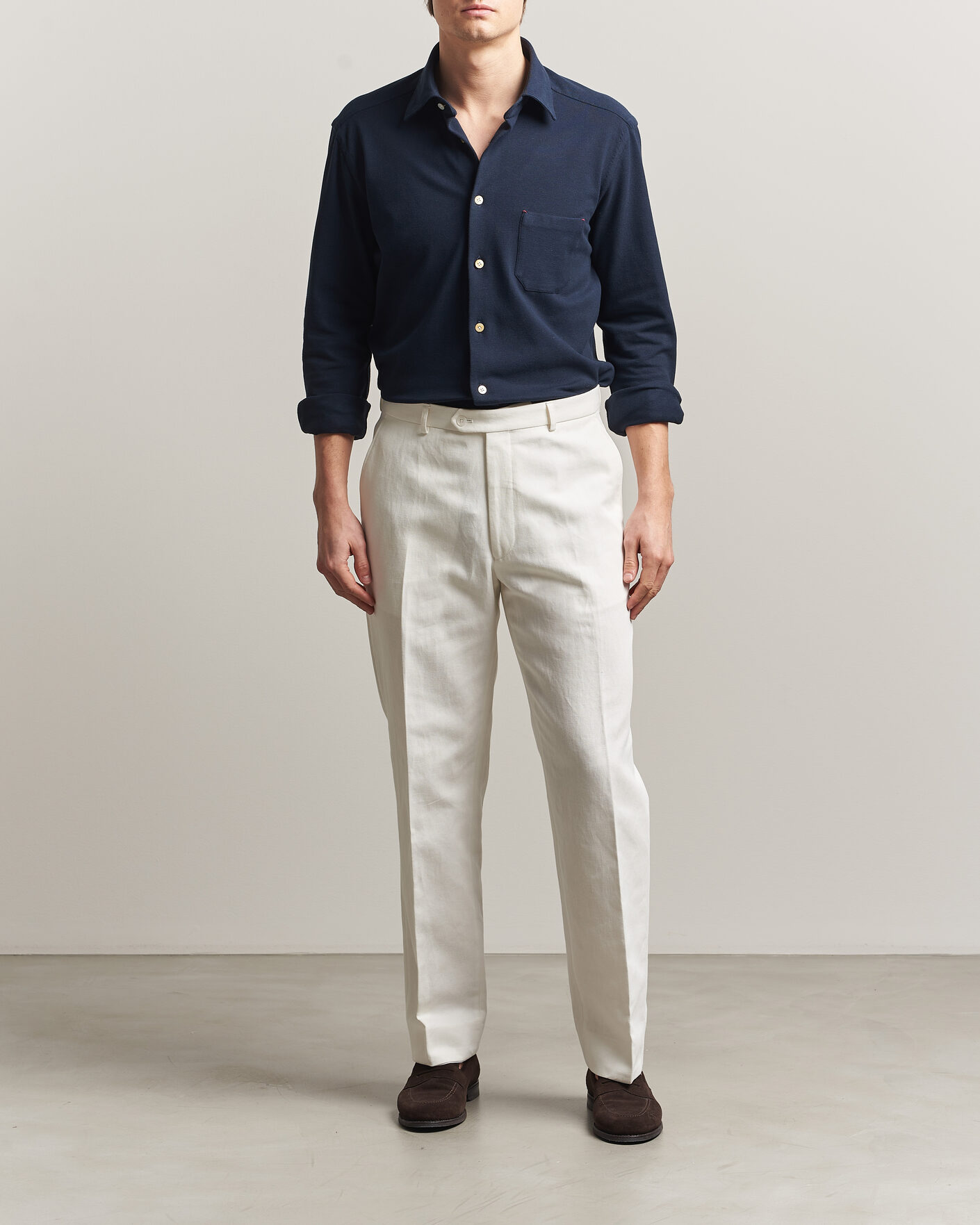 Herren | Hemden | Kiton | Jersey Piquet Shirt Navy