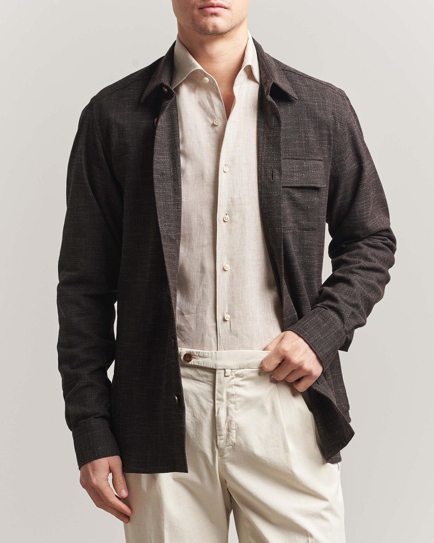 Herren | Hemden | Kiton | Virgin Wool Overshirt Dark Brown