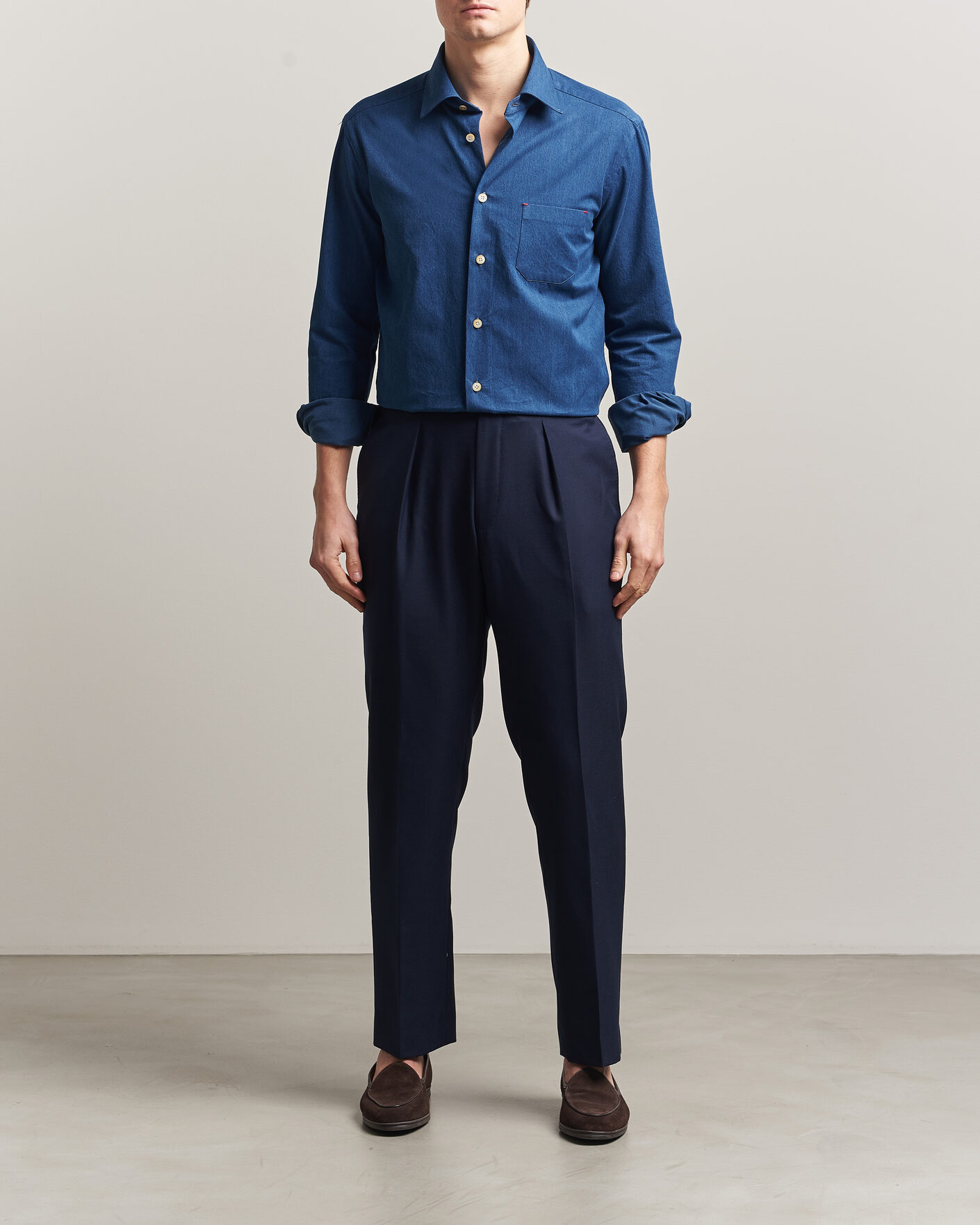 Herren | Hemden | Kiton | Denim Sport Shirt Medium Blue