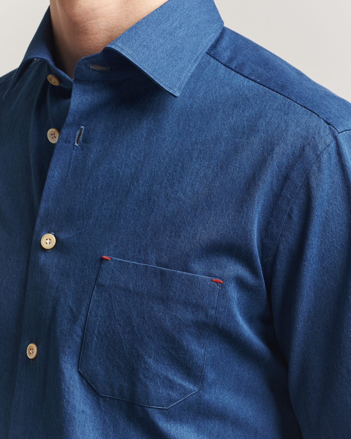 Herren | Hemden | Kiton | Denim Sport Shirt Medium Blue
