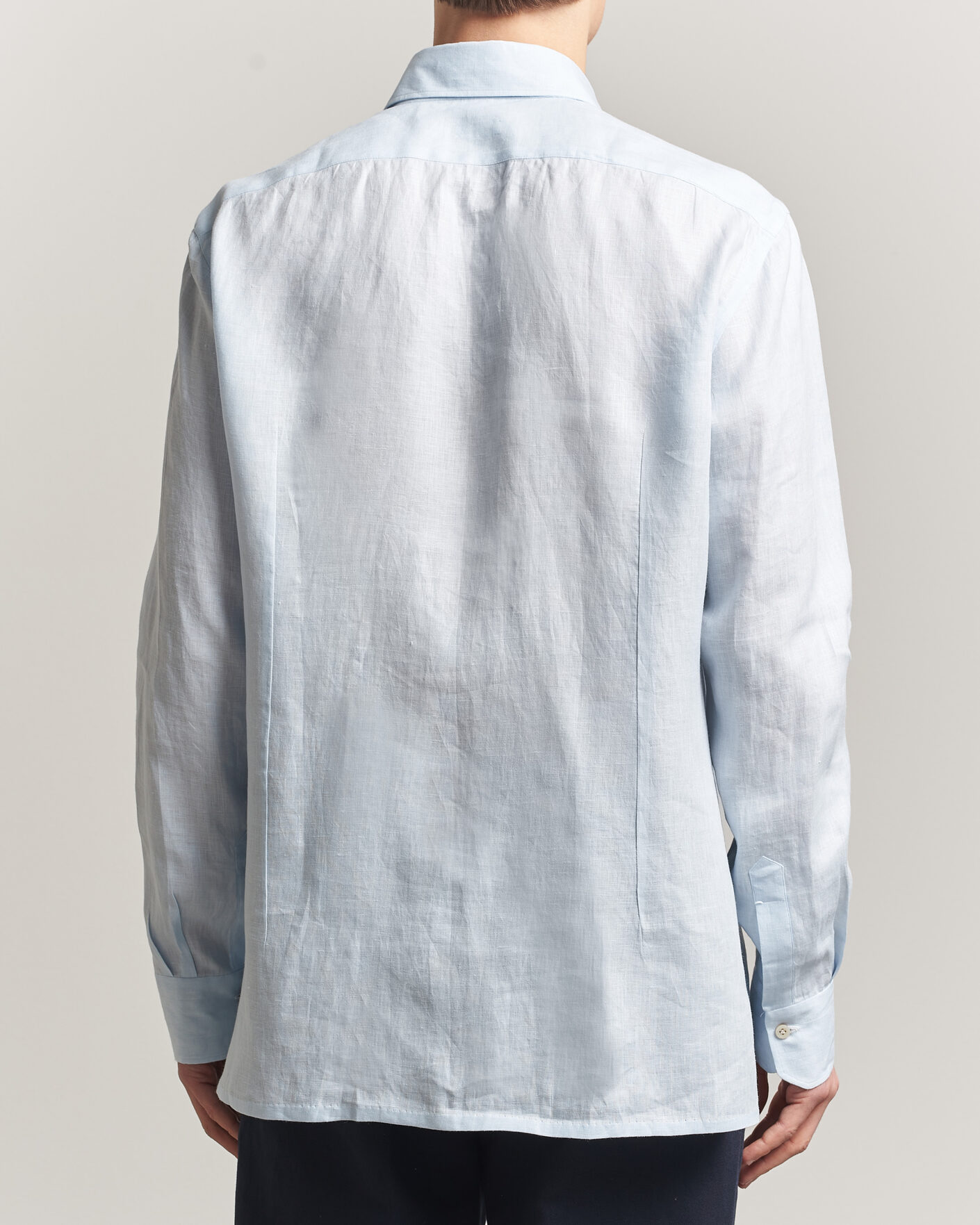 Herren | Hemden | Kiton | Linen Sport Shirt Light Blue