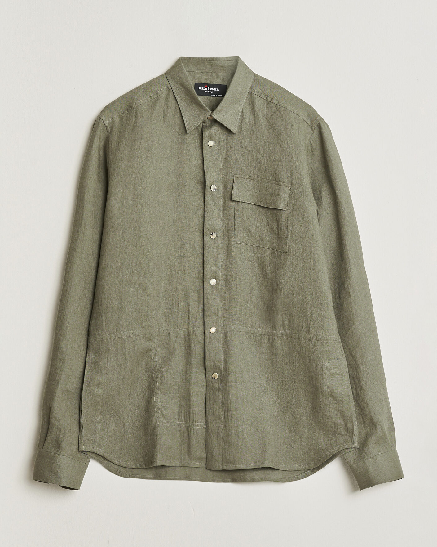 Herren | Hemden | Kiton | Linen Overshirt Khaki