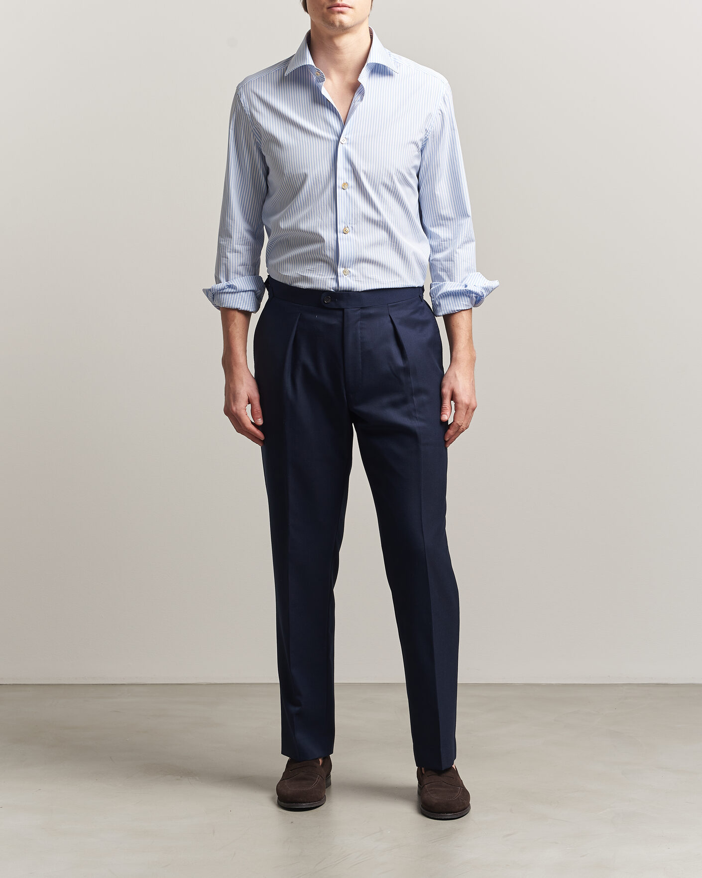 Herren | Hemden | Kiton | Slim Fit Dress Shirt Light Blue Stripe