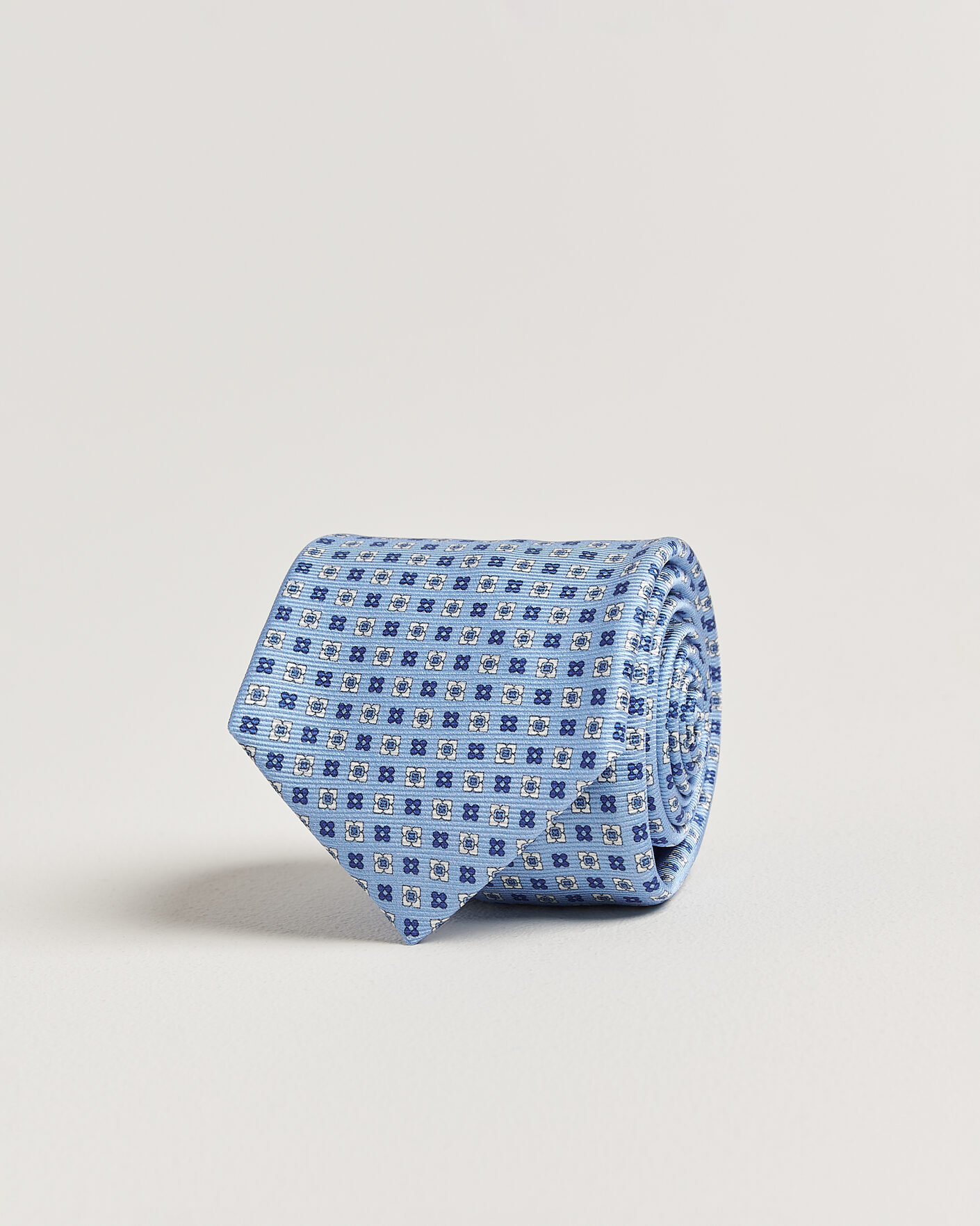 Herren | Kiton Printed Flower Silk Tie Light Blue | Kiton | Printed Flower Silk Tie Light Blue
