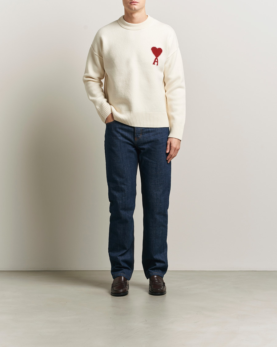 Herren | Pullover | AMI | Big Heart Wool Sweater Ecru
