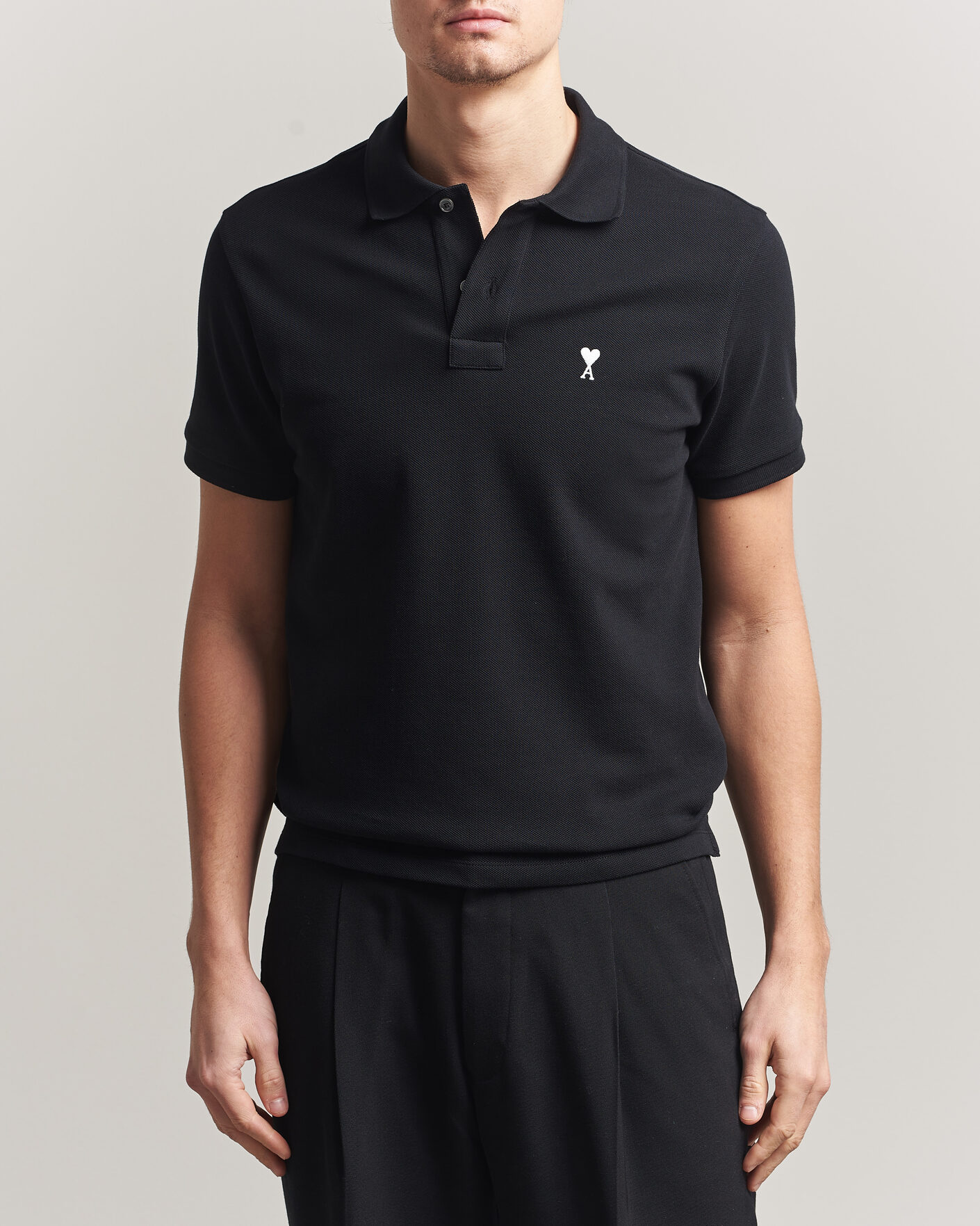 Herren | Poloshirts | AMI | Contrast Heart Logo Polo Black