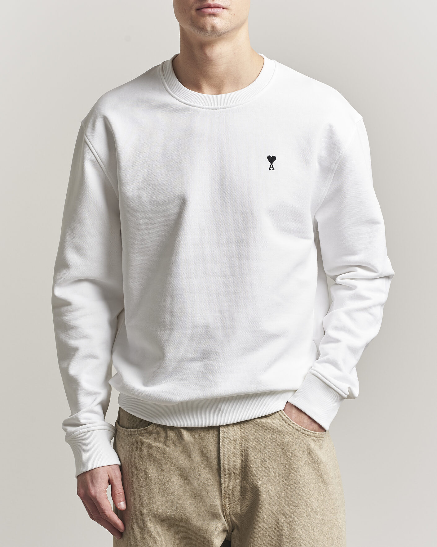 Herren | Pullover | AMI | Contrast Heart Logo Sweatshirt White