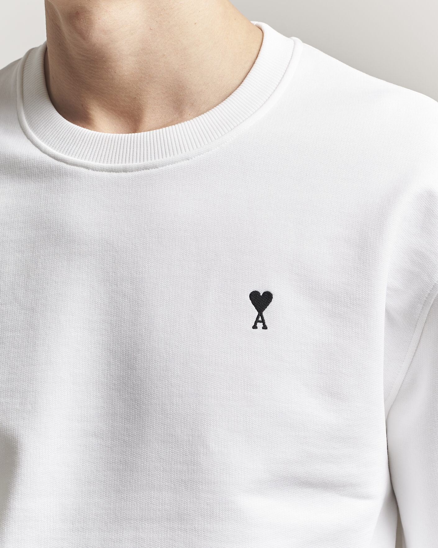 Herren | Pullover | AMI | Contrast Heart Logo Sweatshirt White