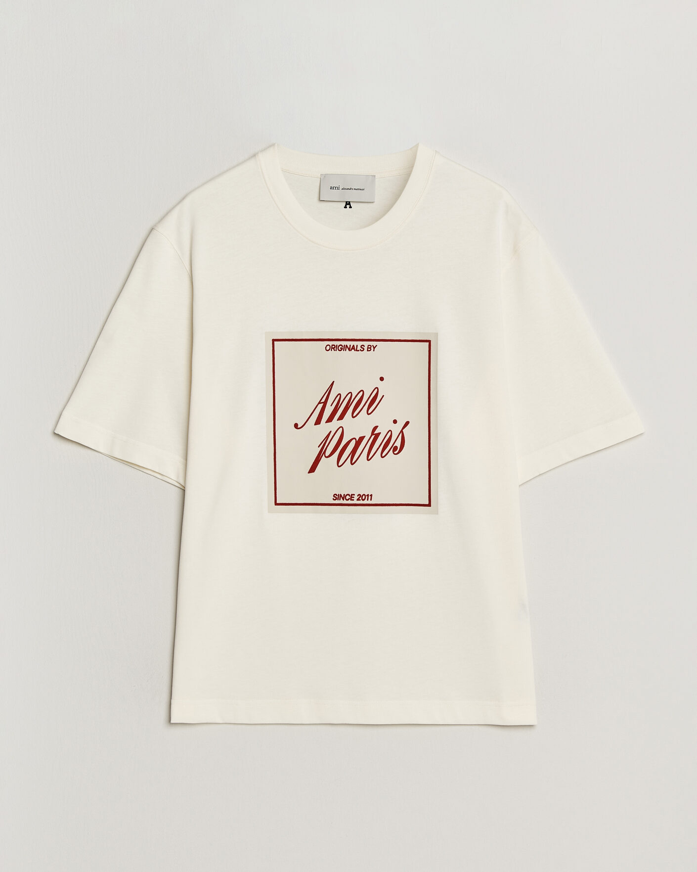 Herren | T-Shirts | AMI | Boxy Fit Printed T-Shirt Creme