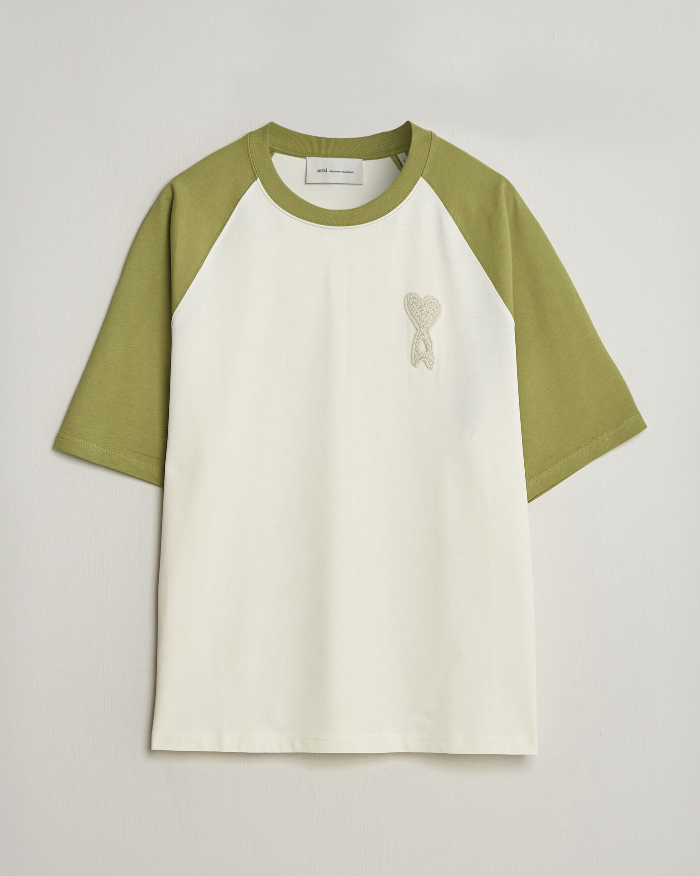 Herren | T-Shirts | AMI | Knitted Heart Logo T-Shirt Creme/Matcha