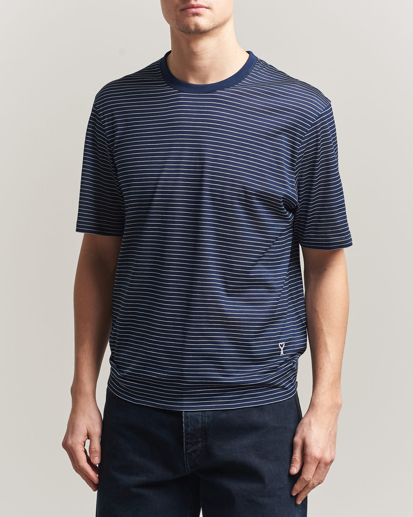 Herren | T-Shirts | AMI | Striped T-Shirt Navy/White