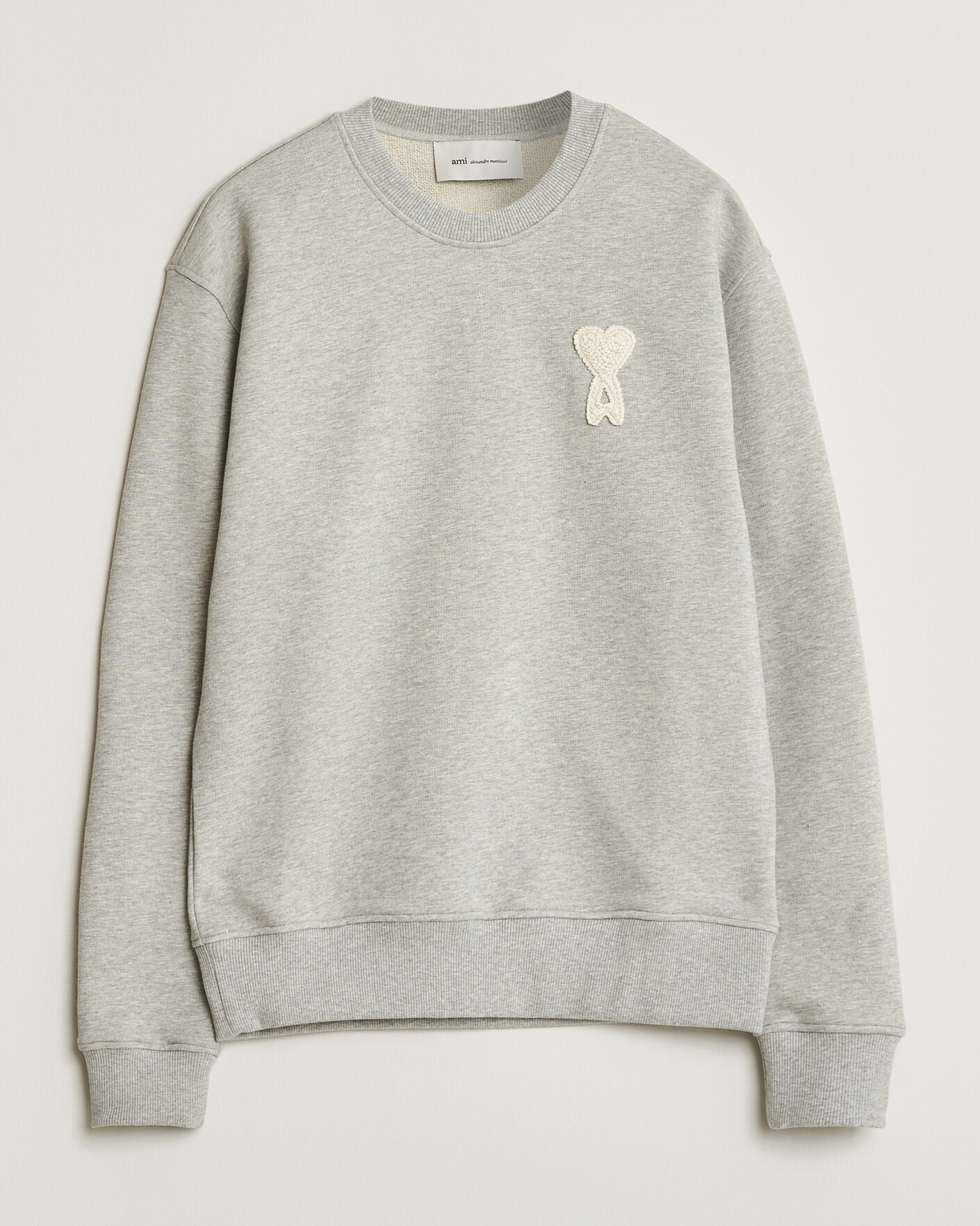 Herren | Pullover | AMI | Knitted Heart Logo Sweatshirt Grey Melange
