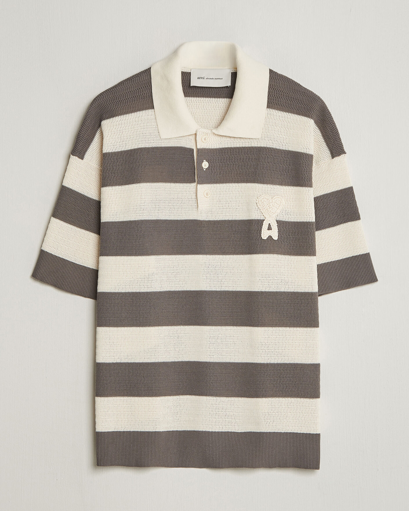 Herren | Poloshirts | AMI | Striped Polo White/Grey