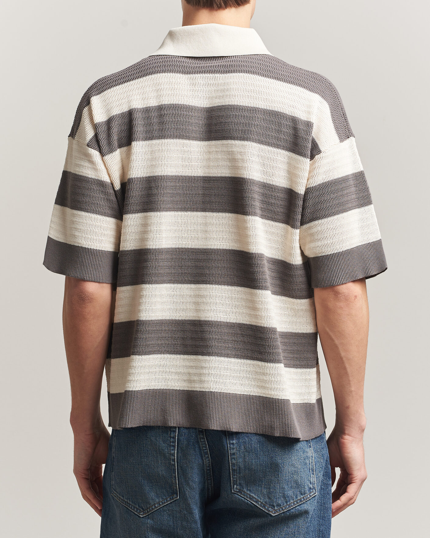 Herren | Poloshirts | AMI | Striped Polo White/Grey