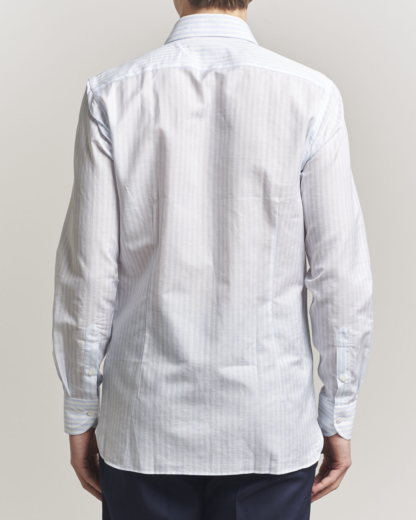 Herren | Hemden | 100Hands | Cotton/Linen Bengal Stripe Shirt Light Blue