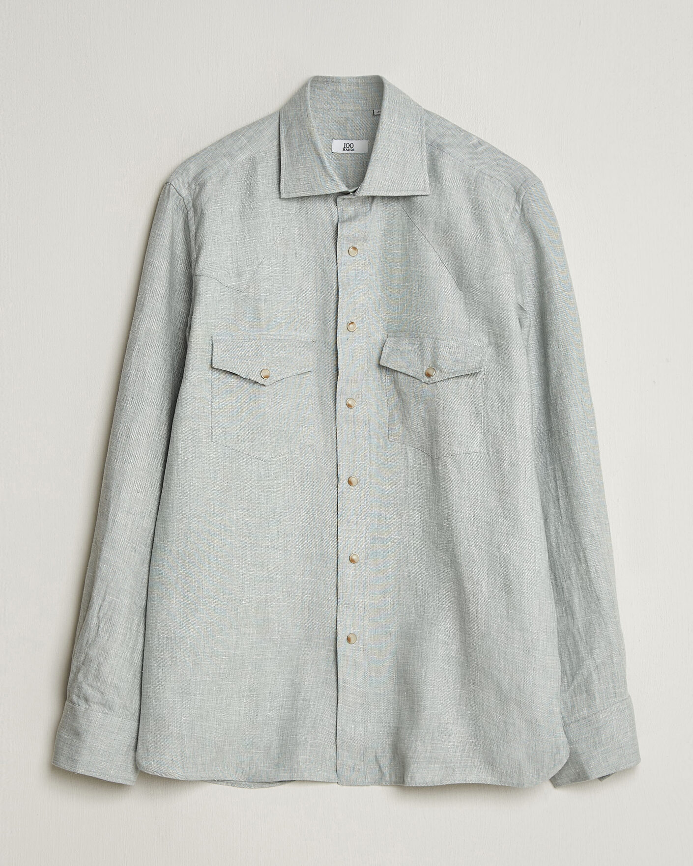 Herren | Hemden | 100Hands | Two Pocket Western Linen Shirt Mint Green