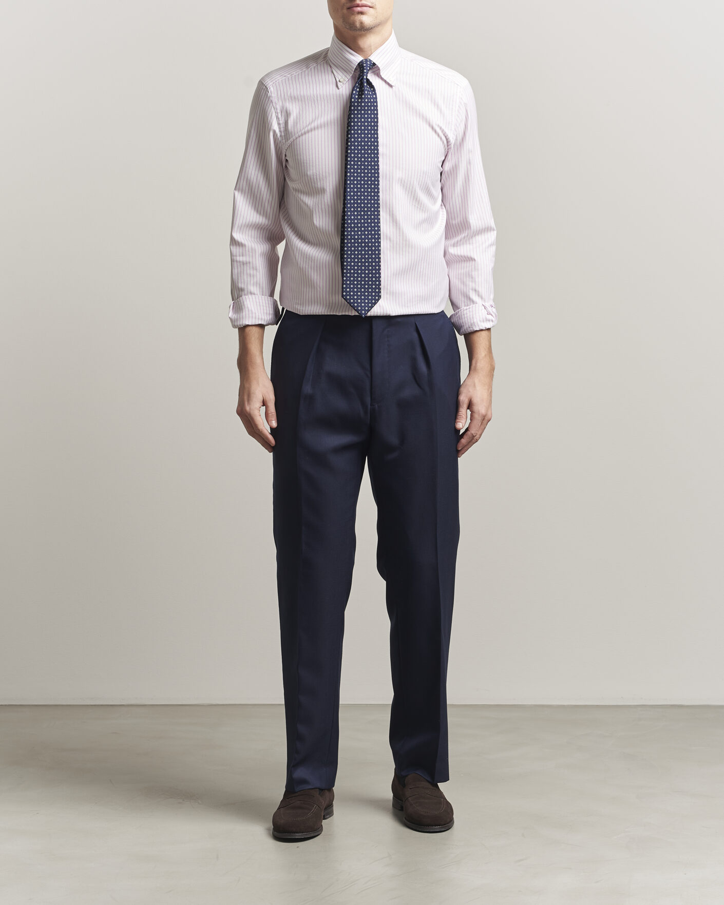 Herren | Hemden | 100Hands | Washed Striped Oxford Shirt Lavender