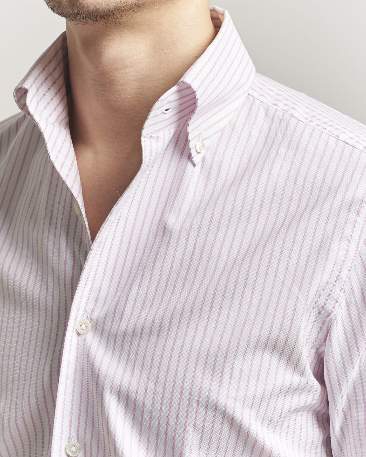 Herren | Hemden | 100Hands | Washed Striped Oxford Shirt Lavender