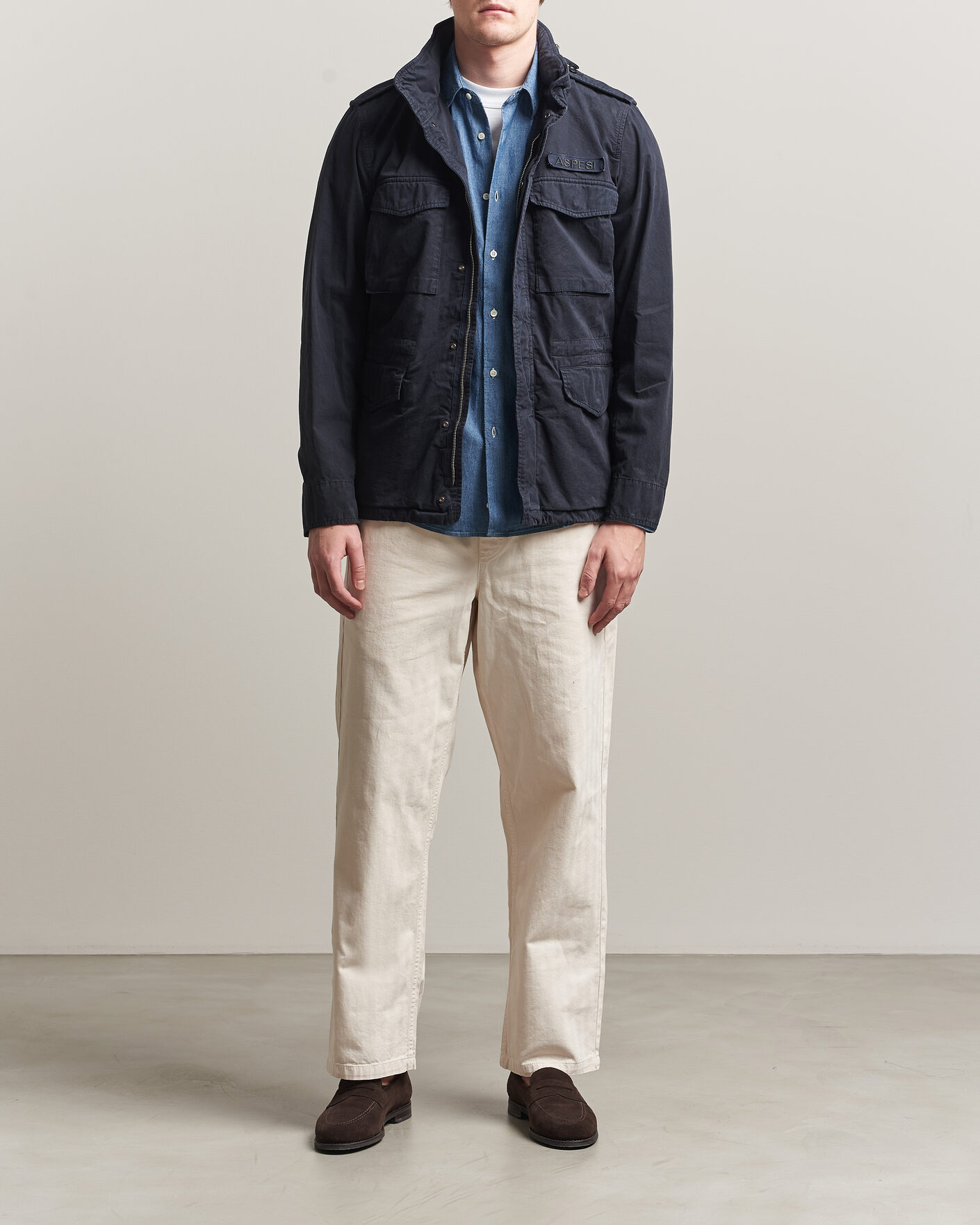 Herren | Jacken | Aspesi | Washed Cotton Field Jacket Navy