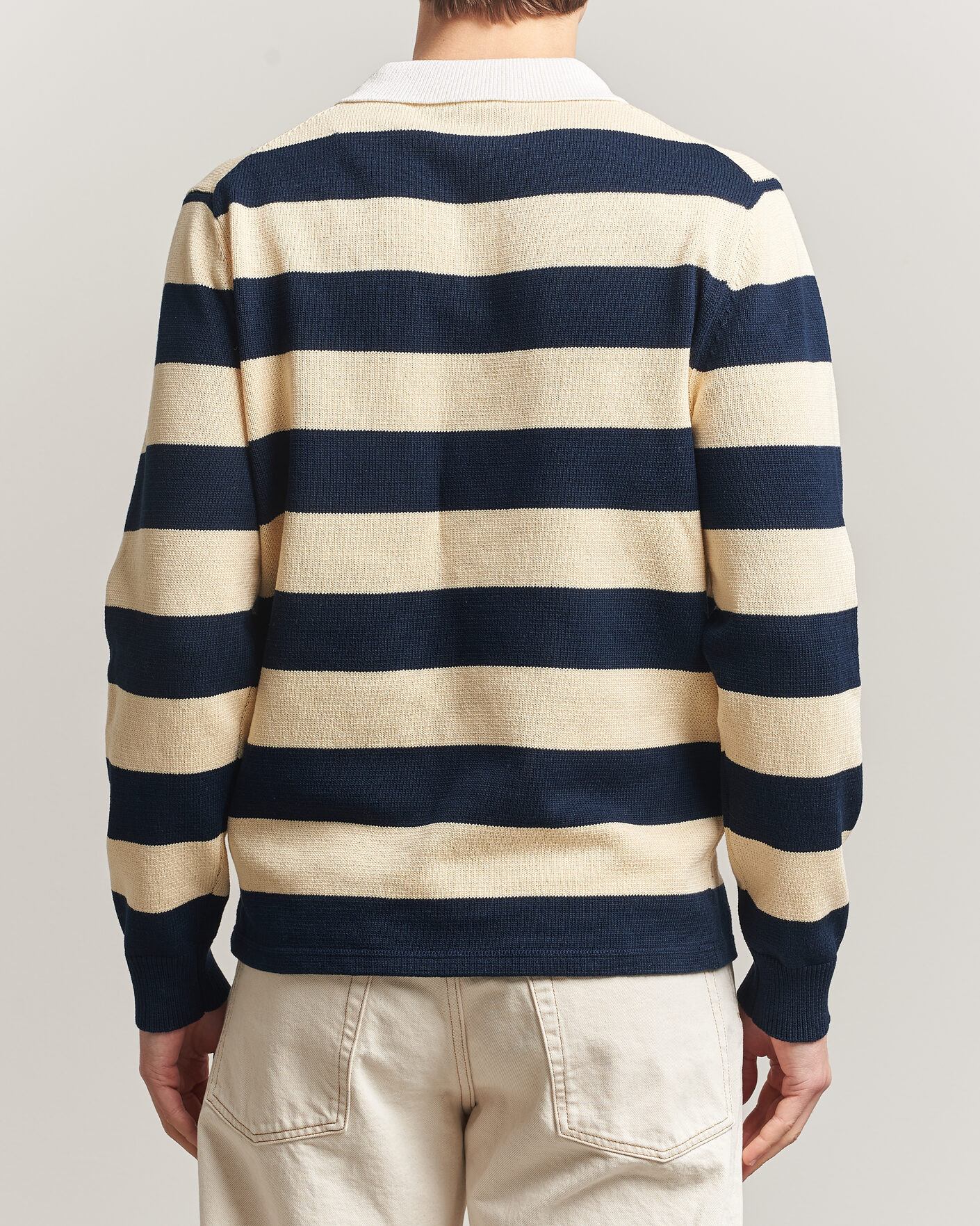 Herren | Pullover | Aspesi | Long Sleeve Knitted Polo Navy/Ecru
