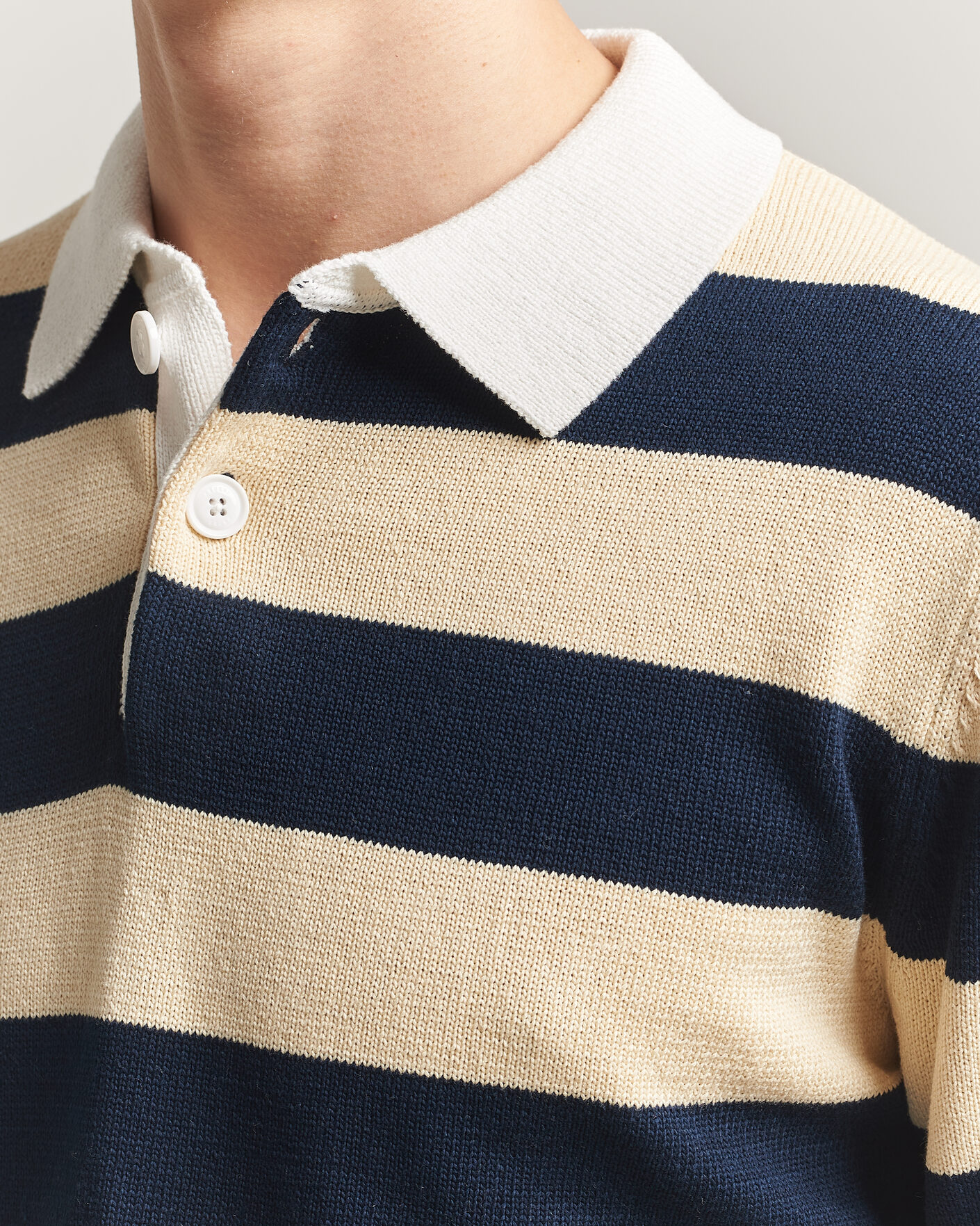 Herren | Pullover | Aspesi | Long Sleeve Knitted Polo Navy/Ecru
