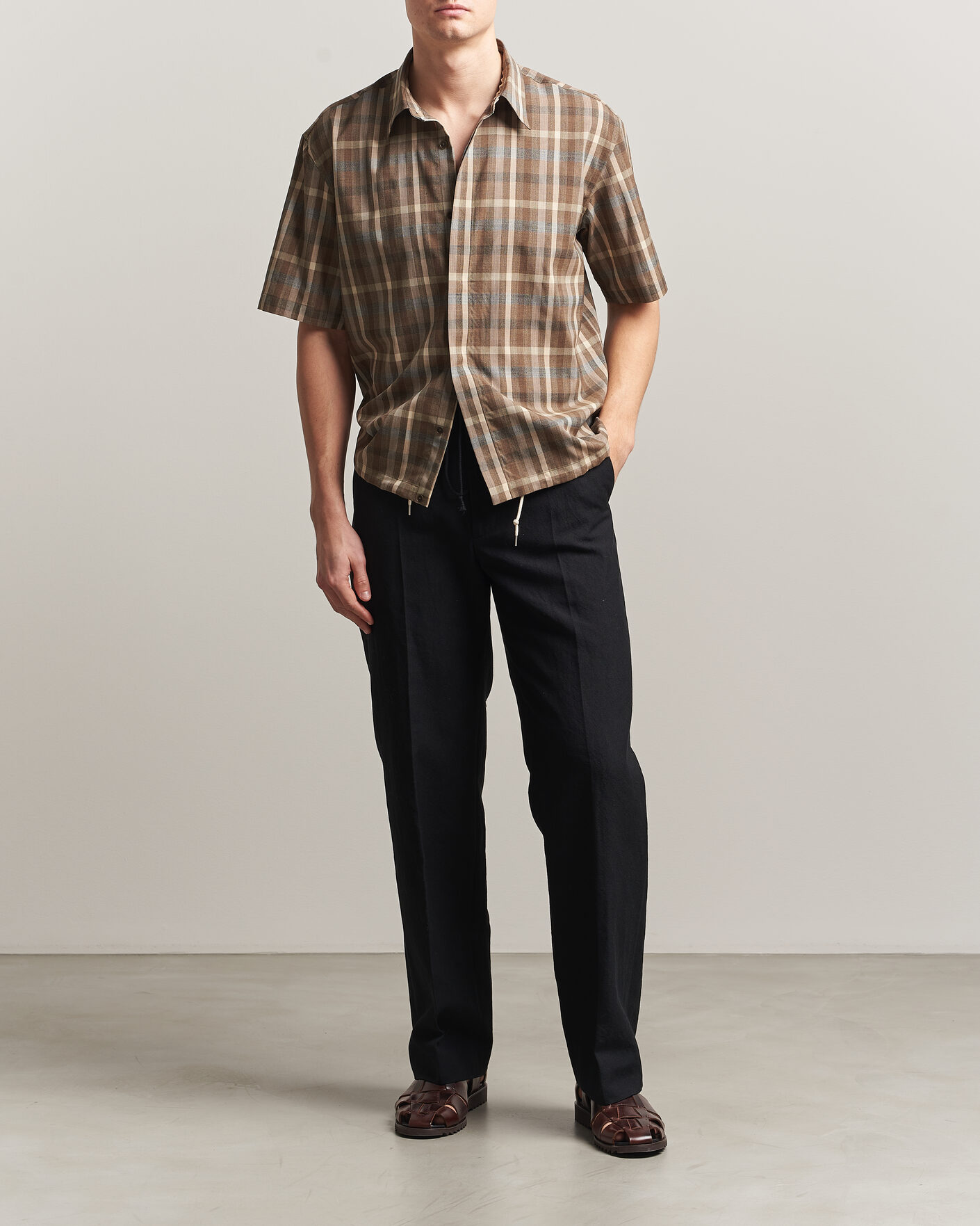 Herren | Hosen | Auralee | Wool/Linen Ox Drawstring Pants Black