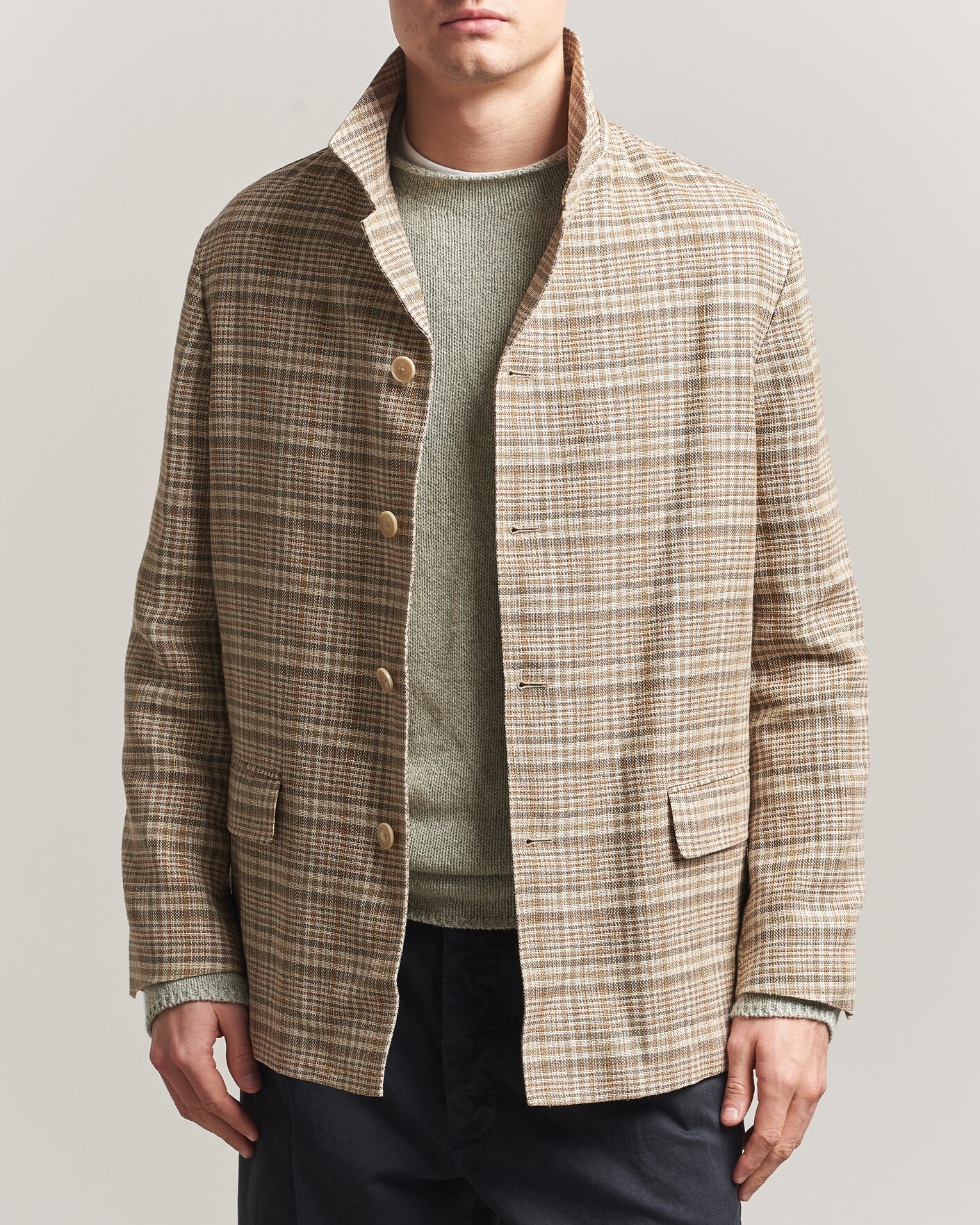 Herren | Jacken | Auralee | Silk/Linen Chore Jacket Beige Check