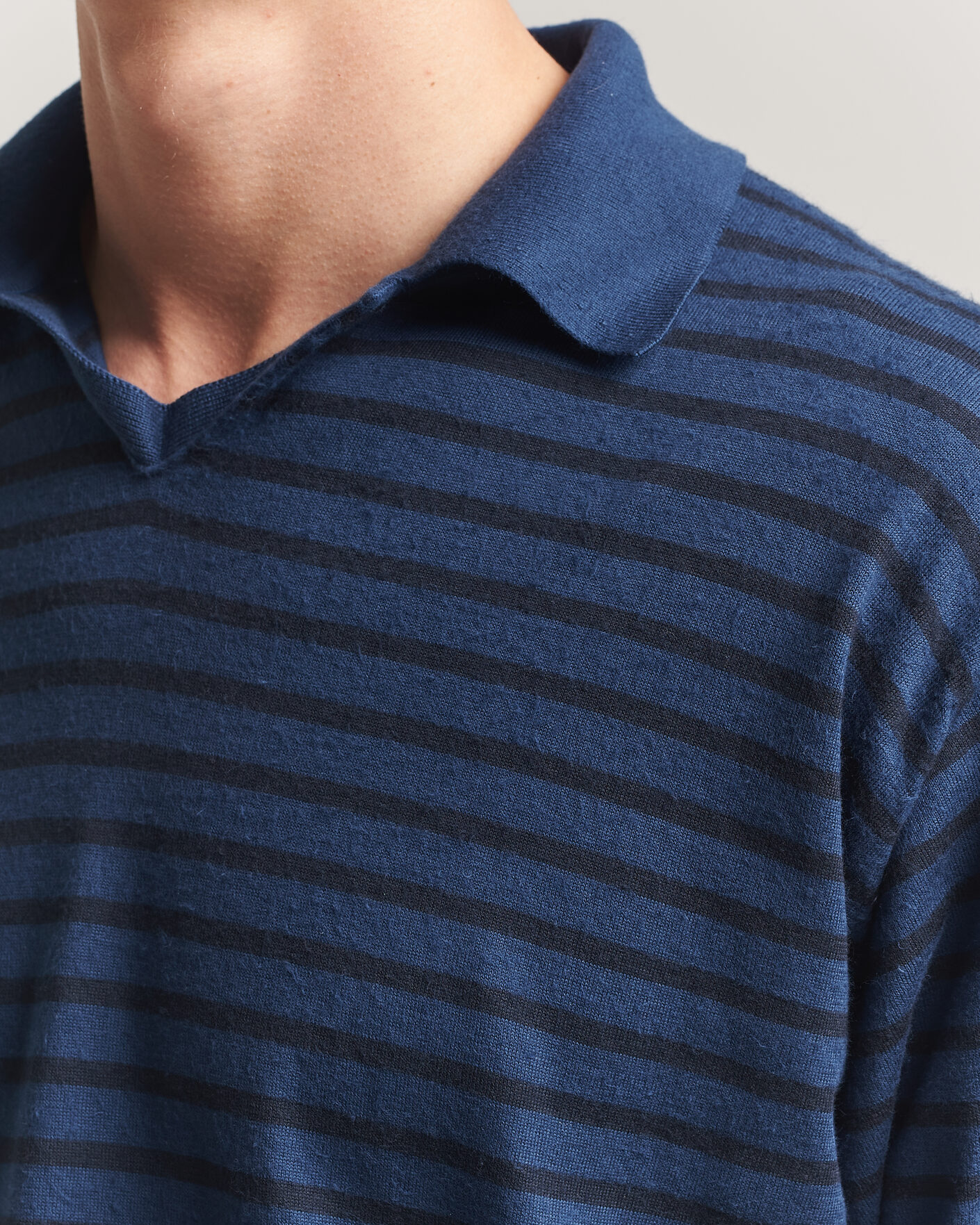 Herren | Poloshirts | Auralee | Cotton Knit Skipper Polo Navy Stripe