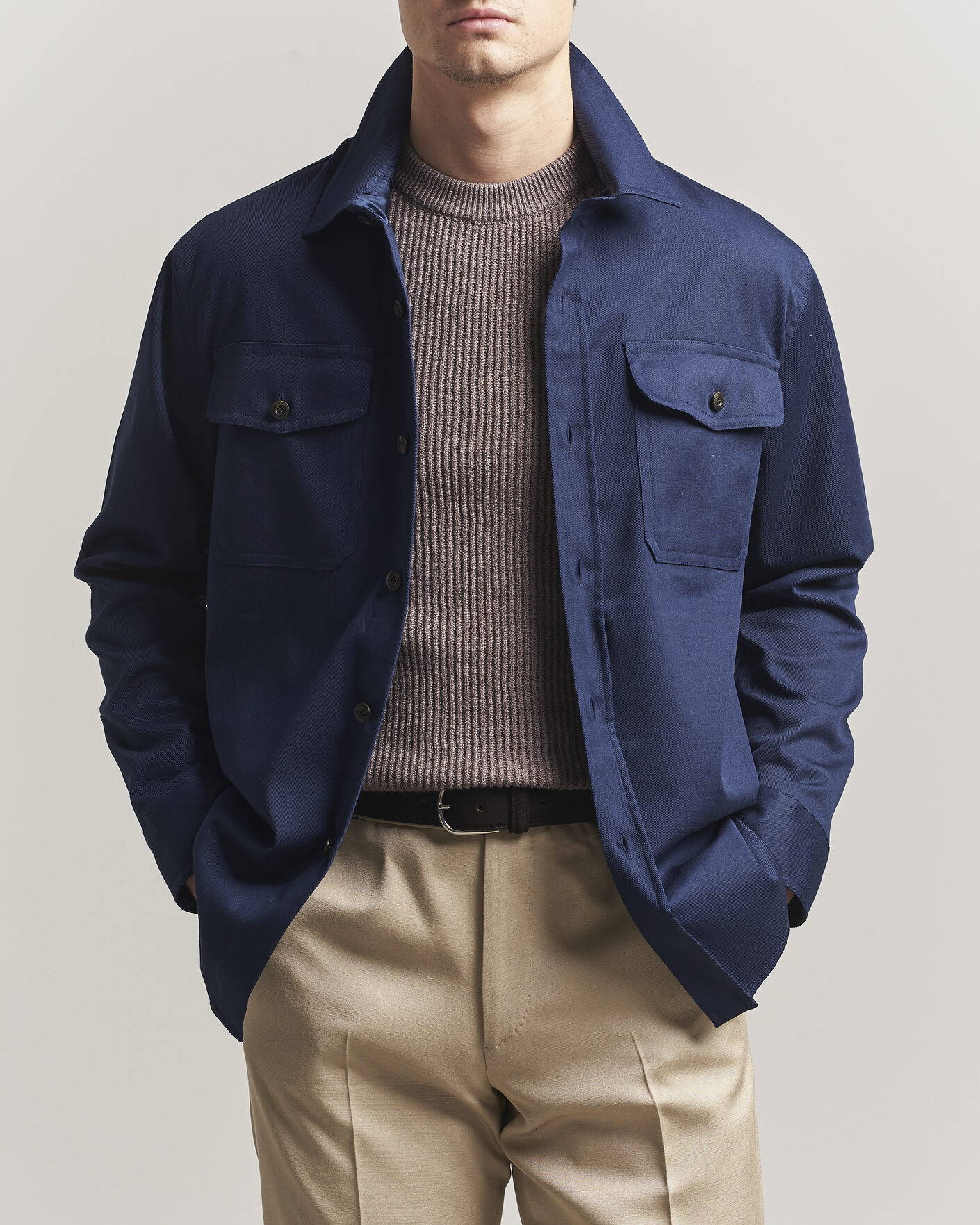 Herren | Hemden | Caruso | Twill Cotton Overshirt Navy