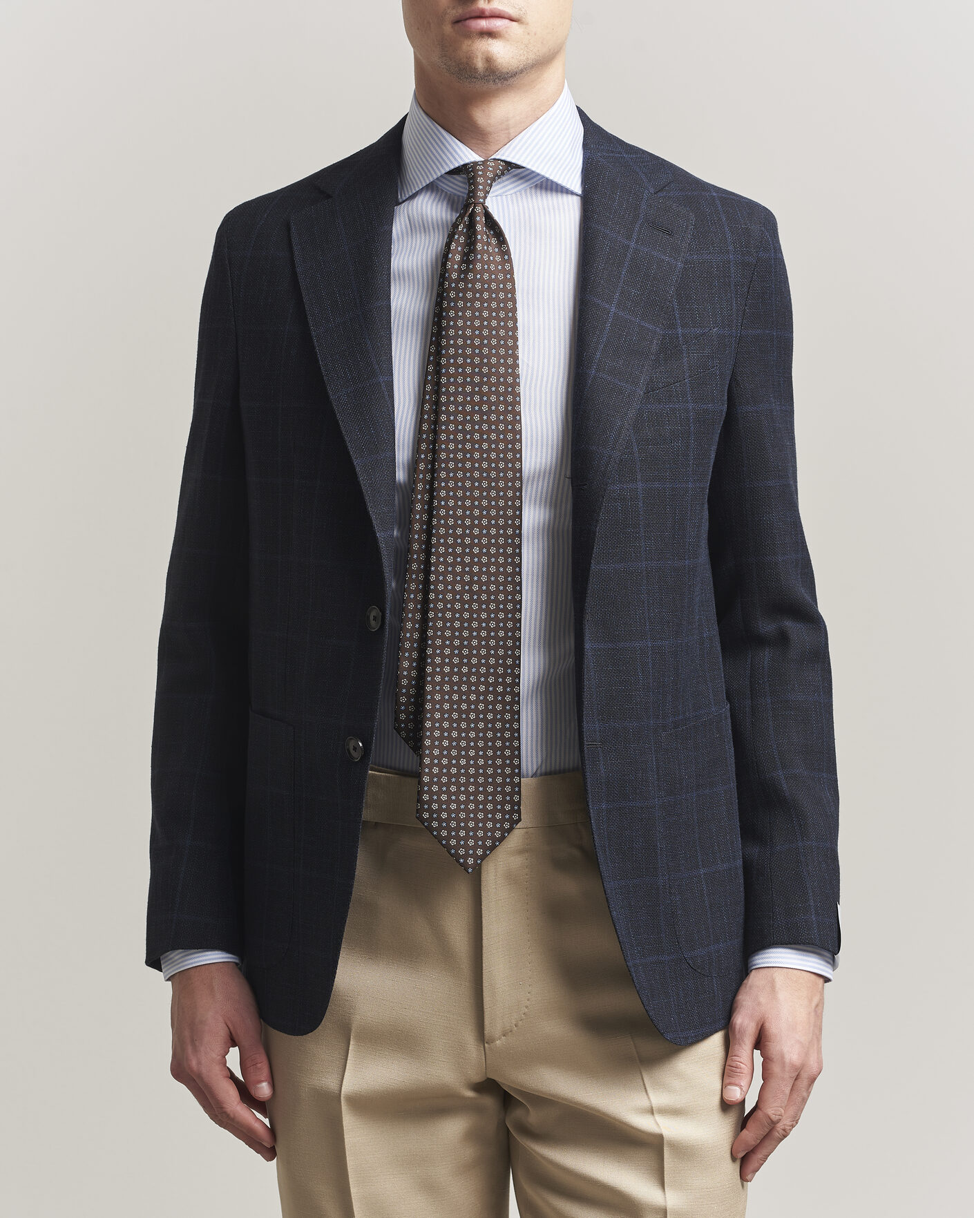 Herren | Sakkos | Caruso | Aida Wool Hopsack Blazer Navy Check