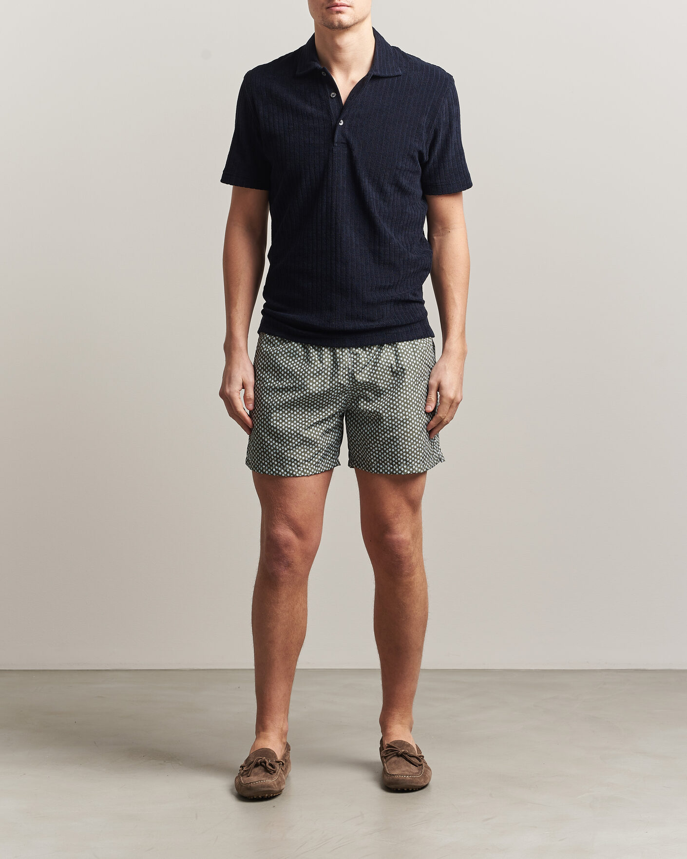 Herren | Badehosen | Fedeli | Madeira Swim Trunk Green Flowers