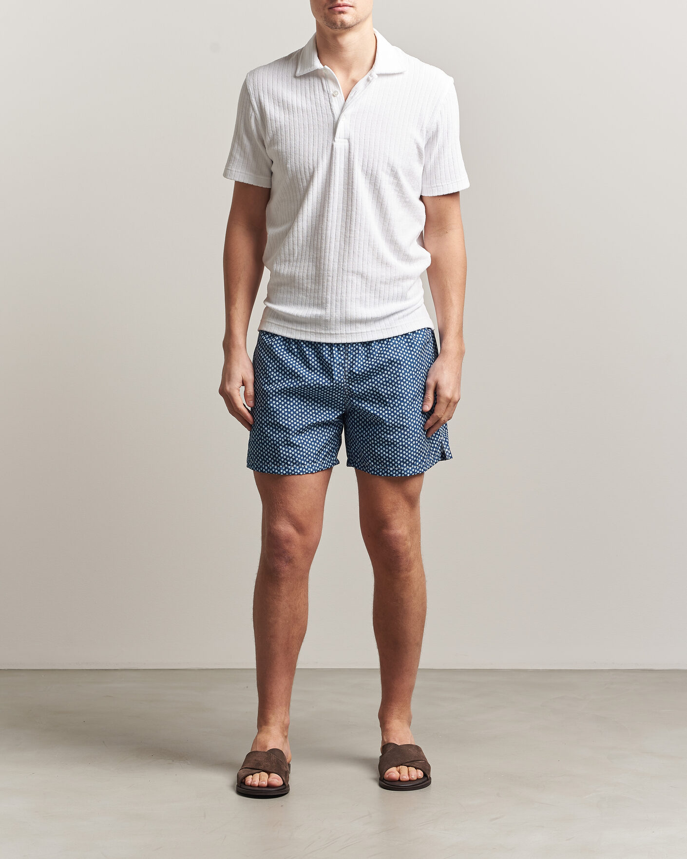 Herren | Badehosen | Fedeli | Madeira Swim Trunk Blue Flowers