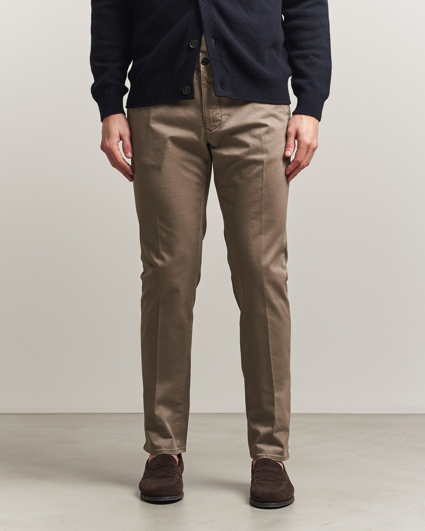 Herren | Hosen | Incotex | Slim Fit Garment Dyed Slacks Taupe