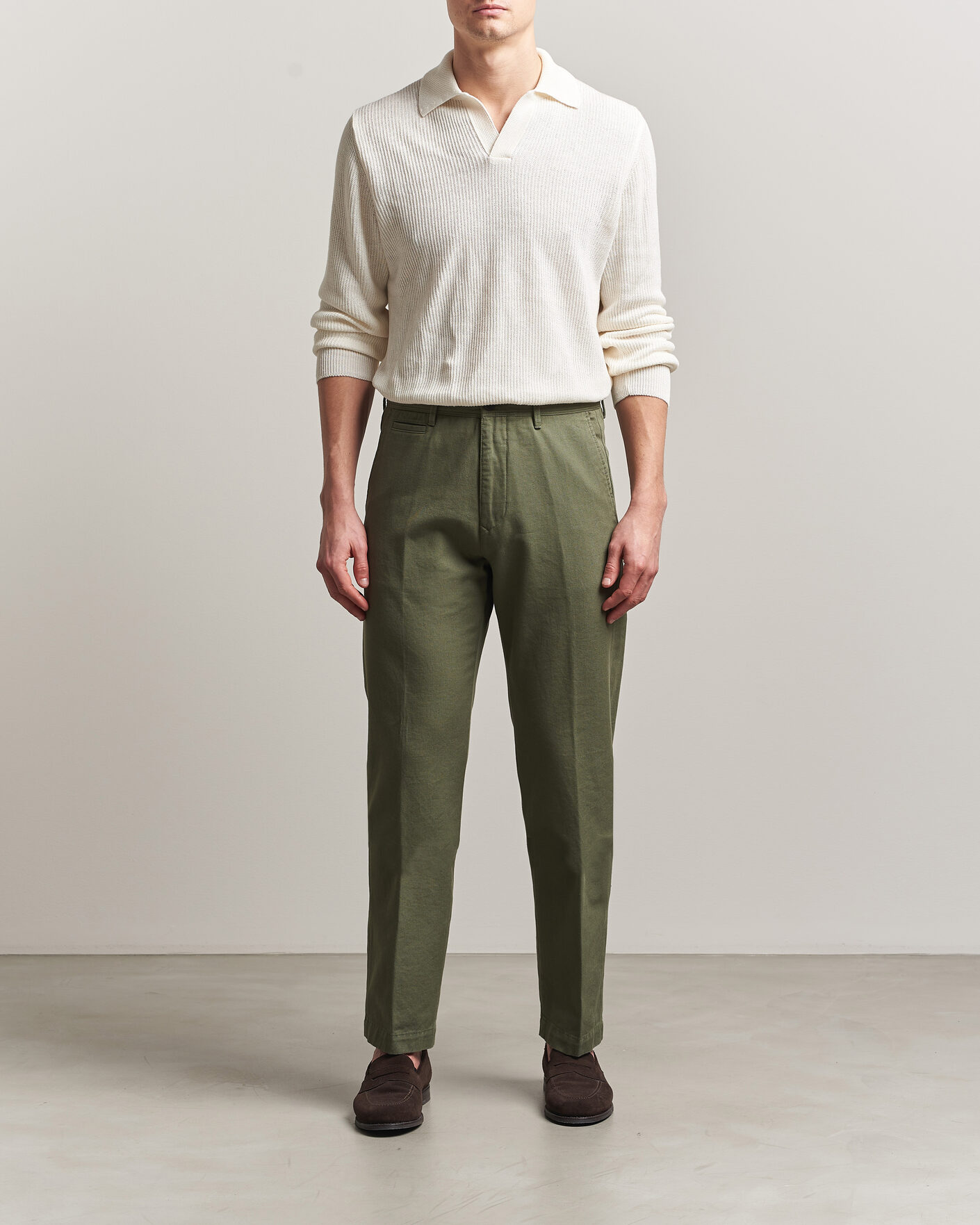 Herren | Hosen | Incotex | Regular Fit Uniform Cotton Slacks Military